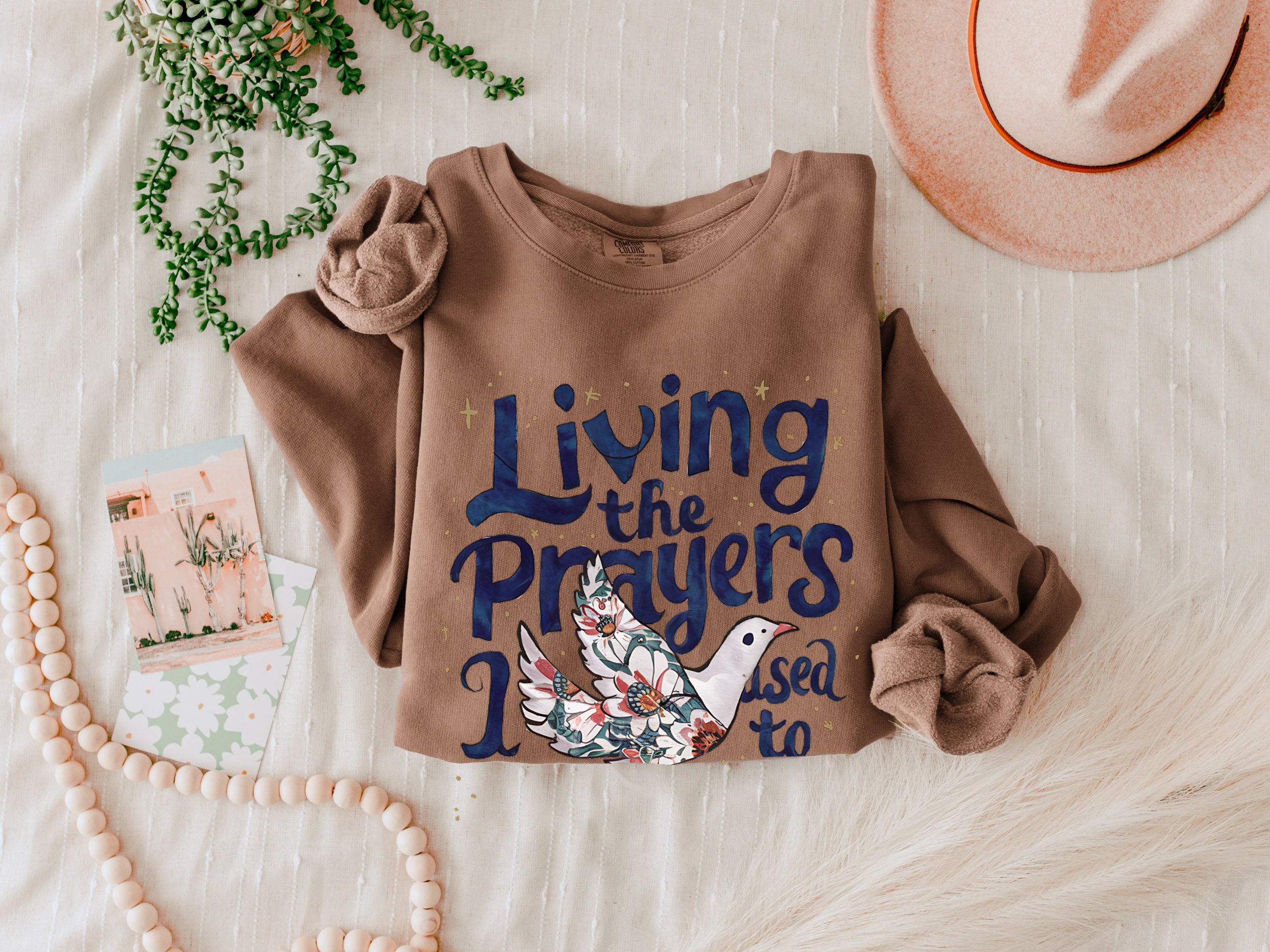 Living The Prayers Christian Garment Dyed Comfort Colors Sweatshirt