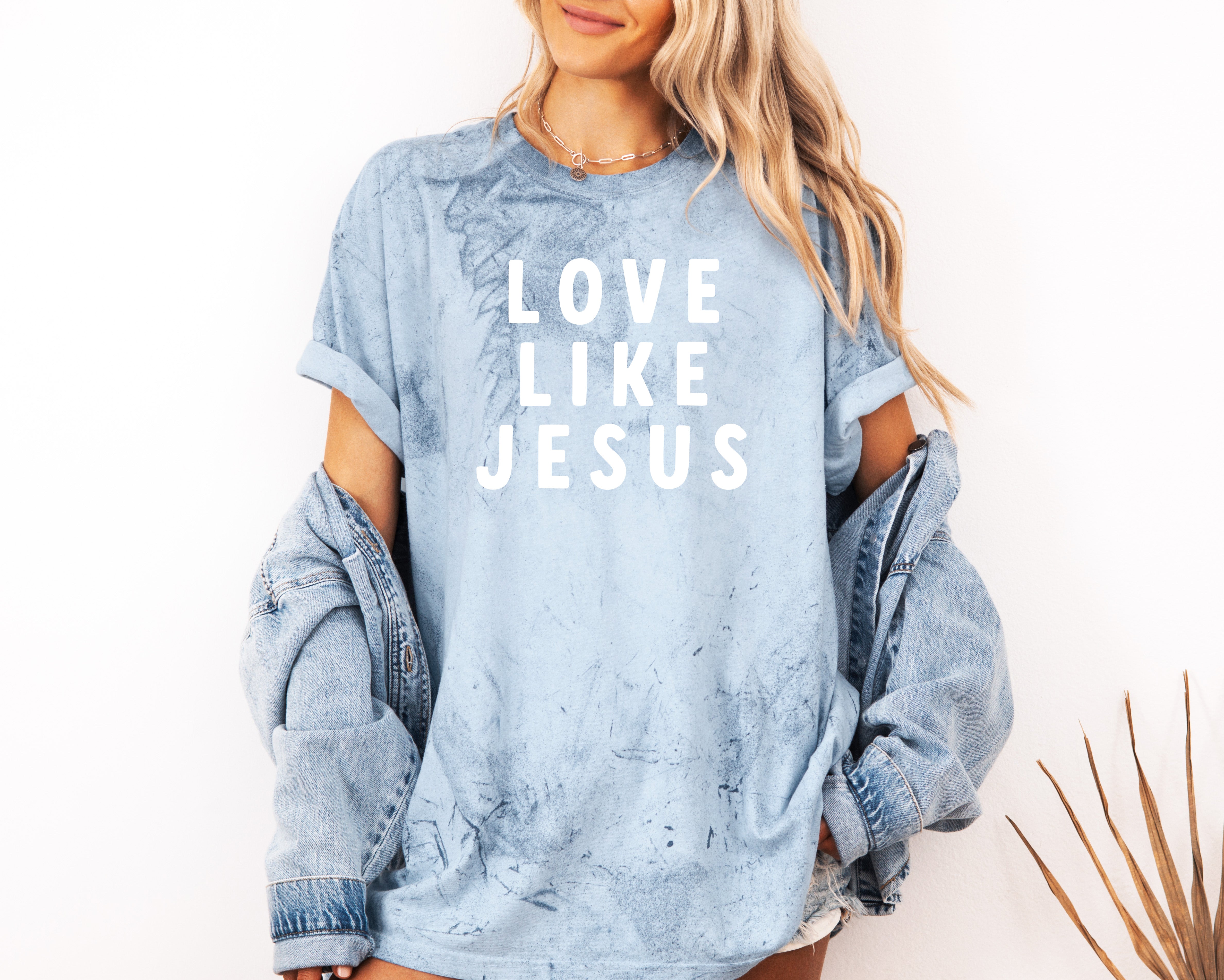 Love Like Jesus Garment Dyed Christian T Shirt (big design)