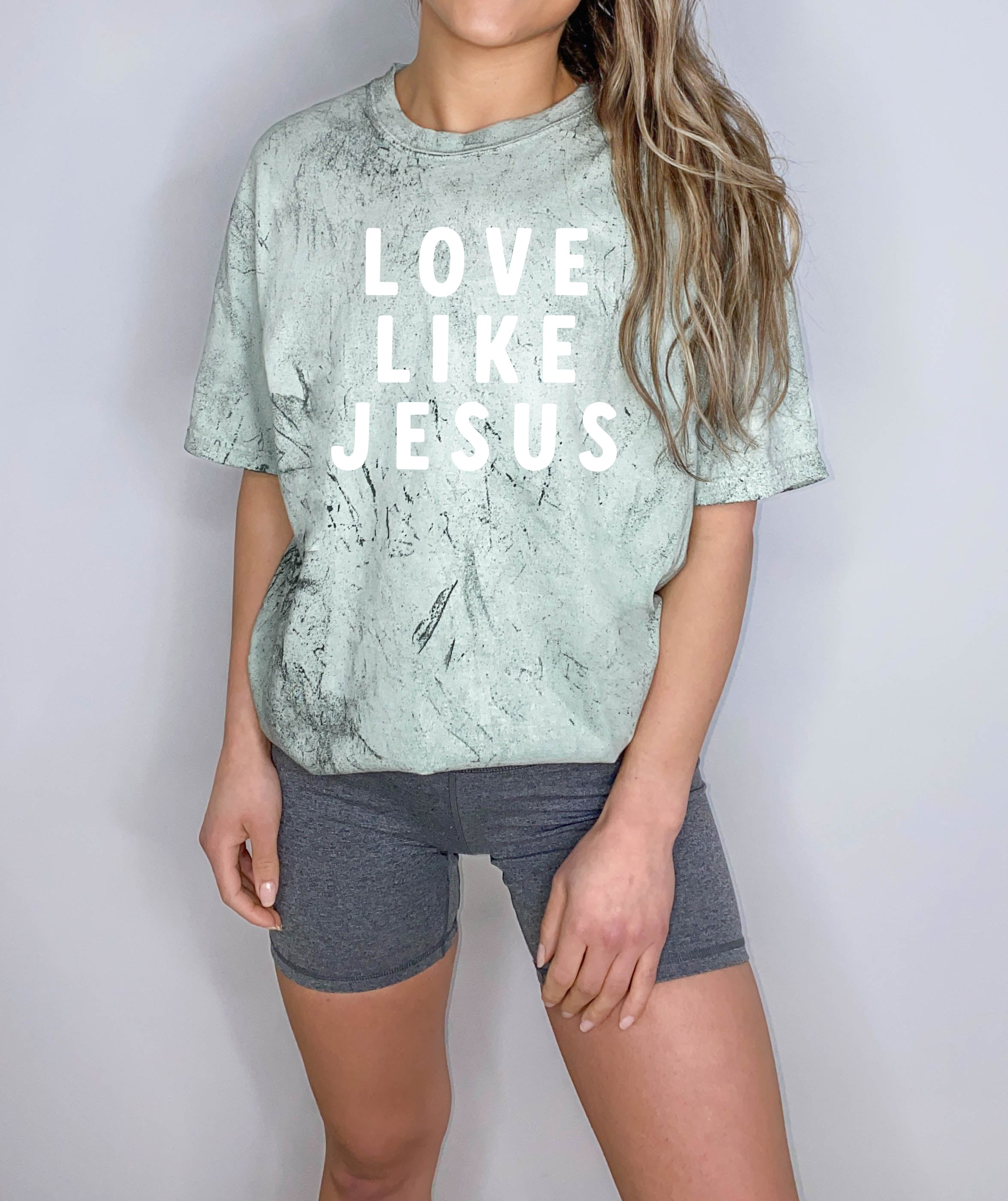 Love Like Jesus Garment Dyed Christian T Shirt (big design)