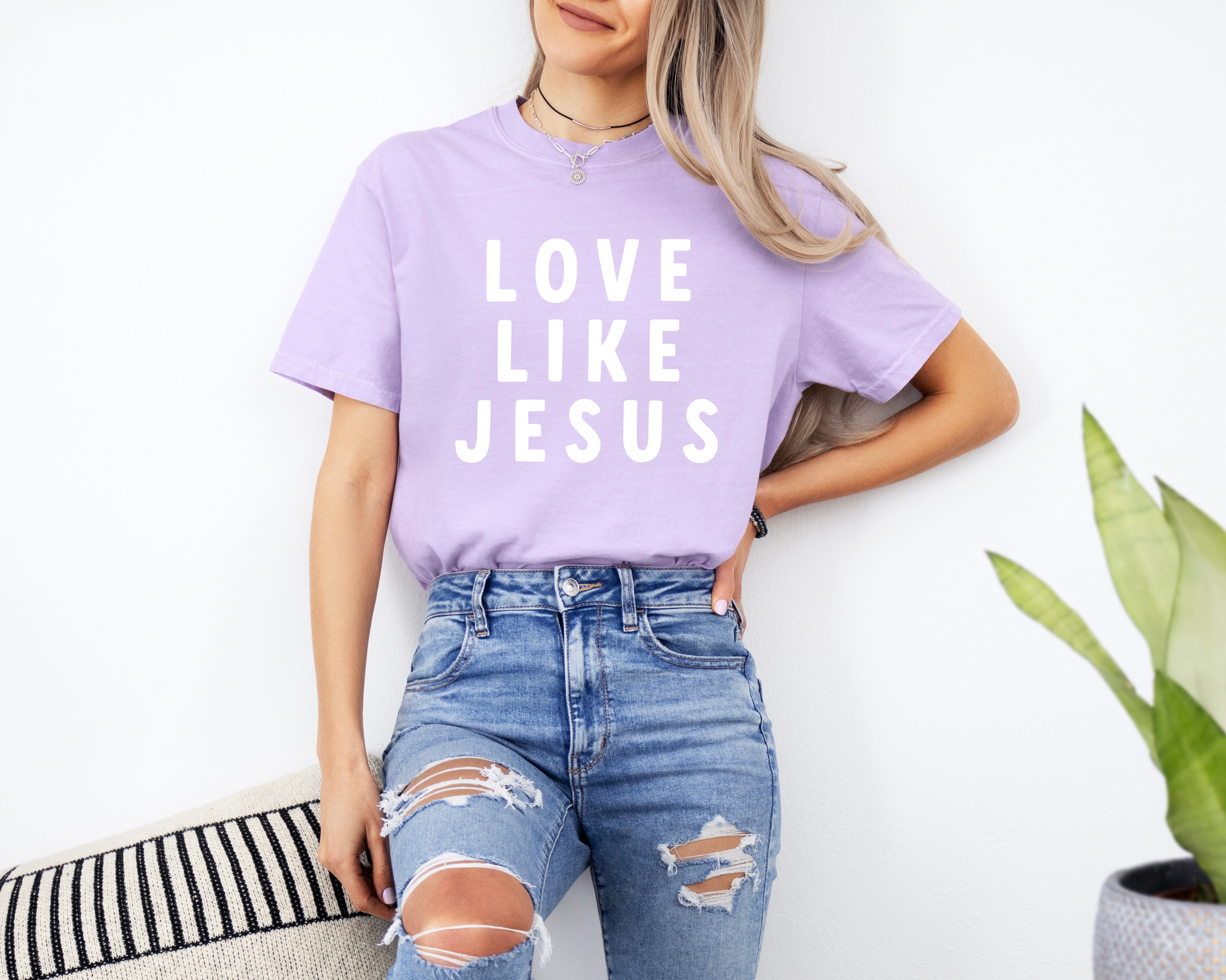 Love Like Jesus Garment Dyed Christian T Shirt (big design)