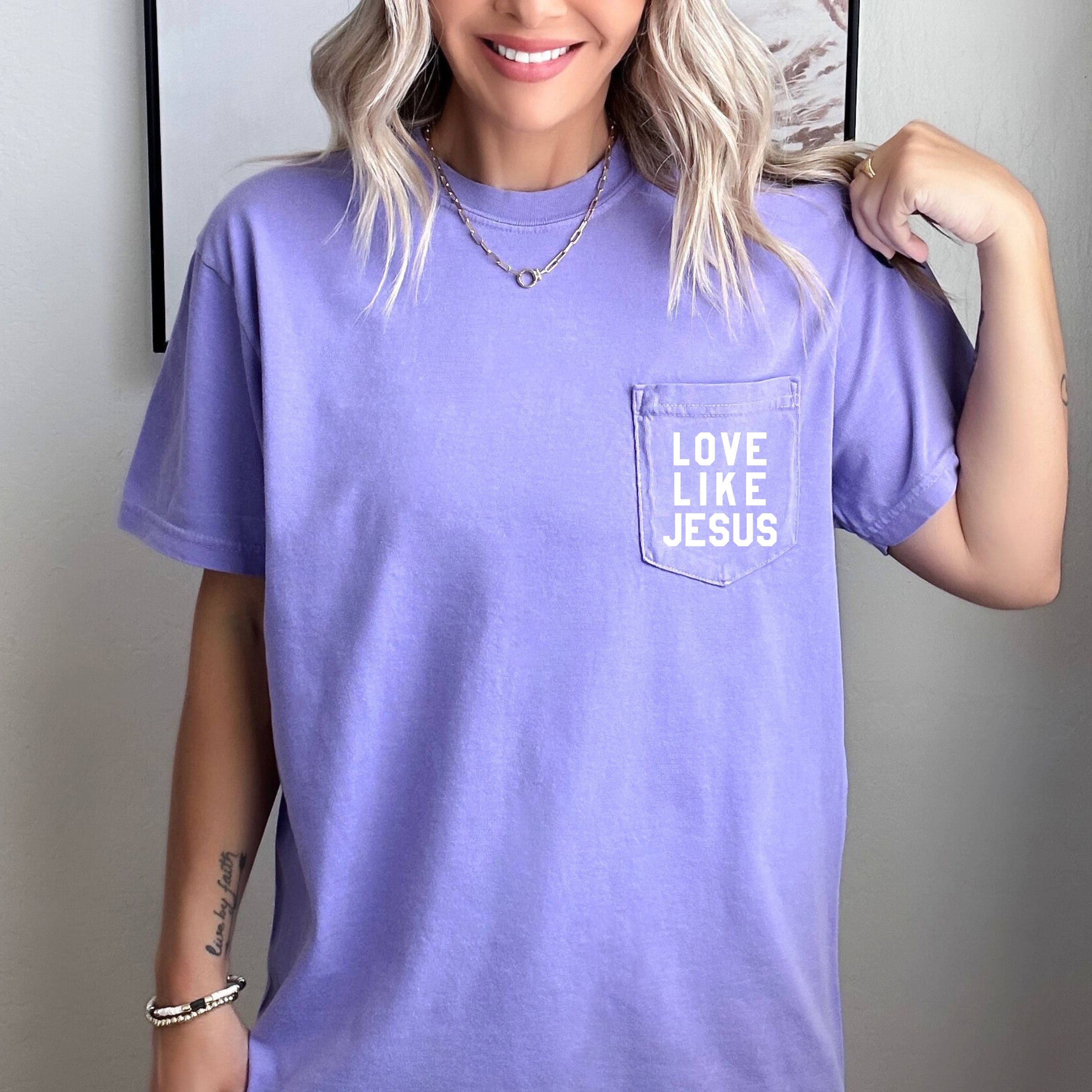 Love like Jesus Comfort Colors Pocket T Shirt | Pro life, Christian shirt
