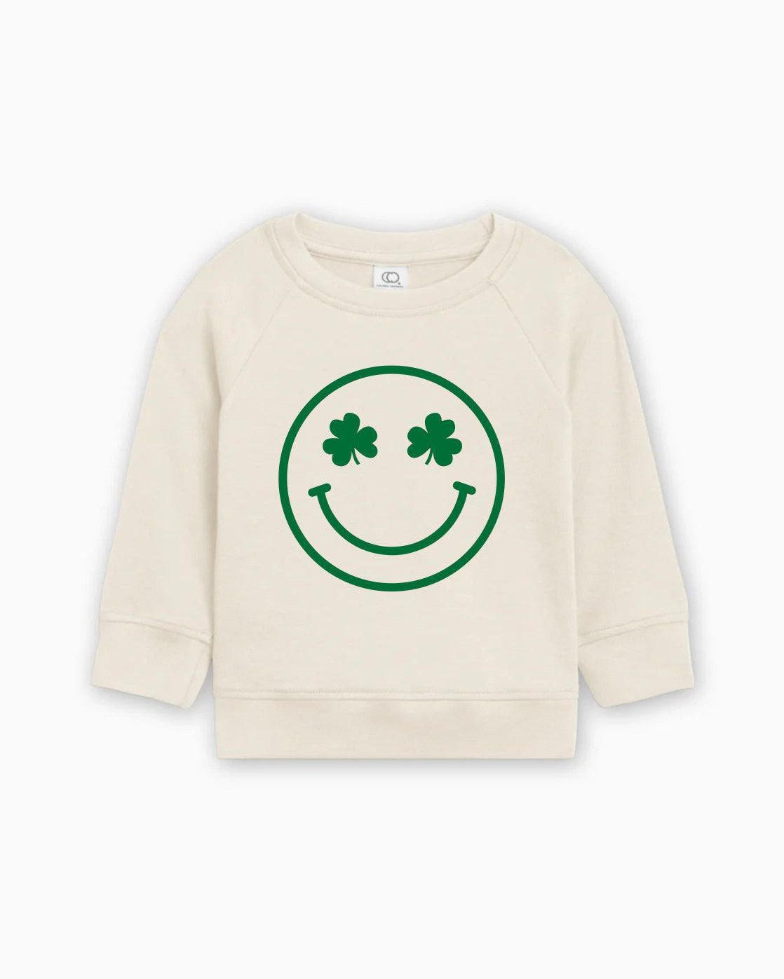 Lucky Shamrock Smiley Face Kids Organic Cotton Pullover