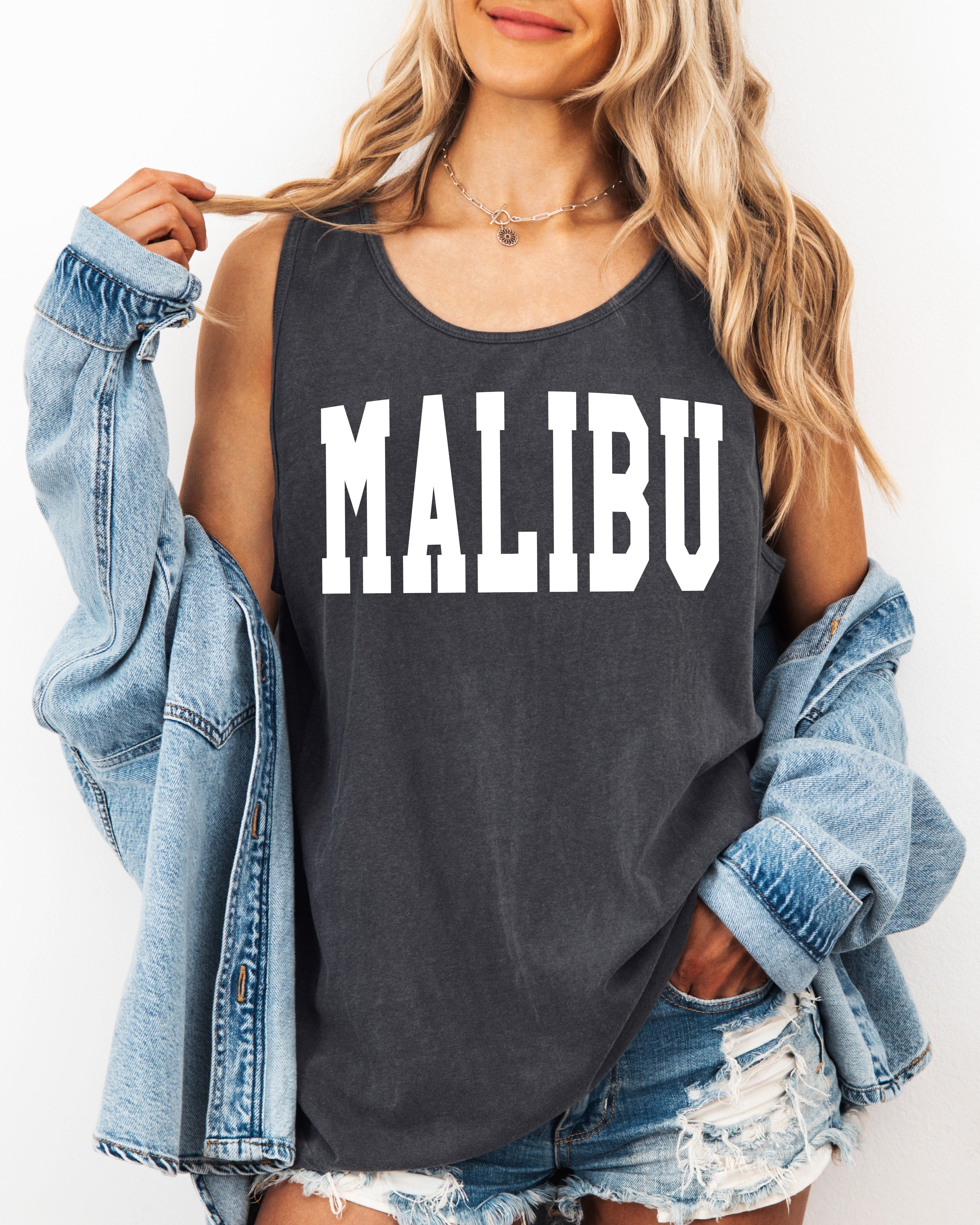 Mailbu California State City Comfort Colors Tank Top (Condensed)