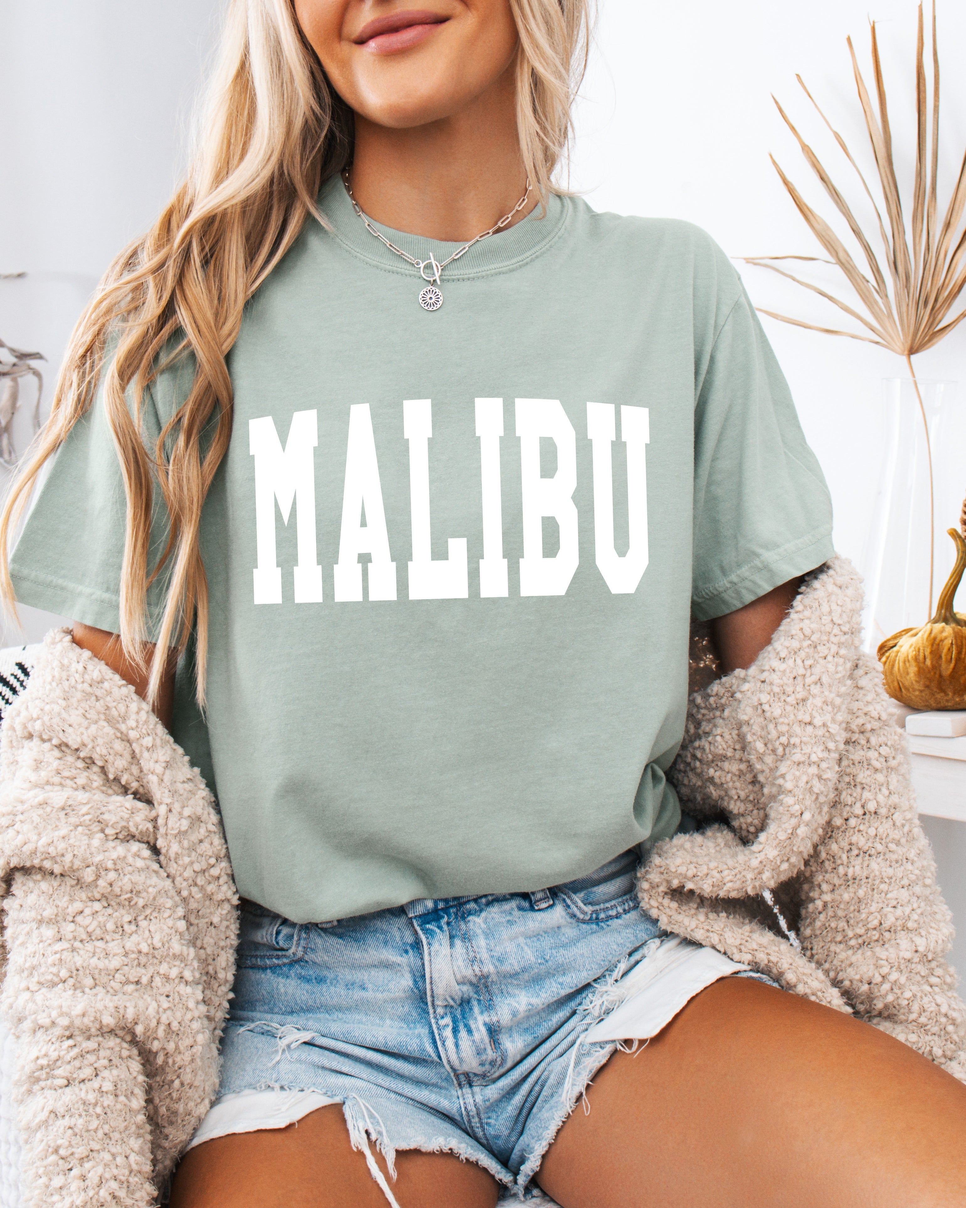 Malibu California State City Comfort Colors T Shirt (Condensed Font)