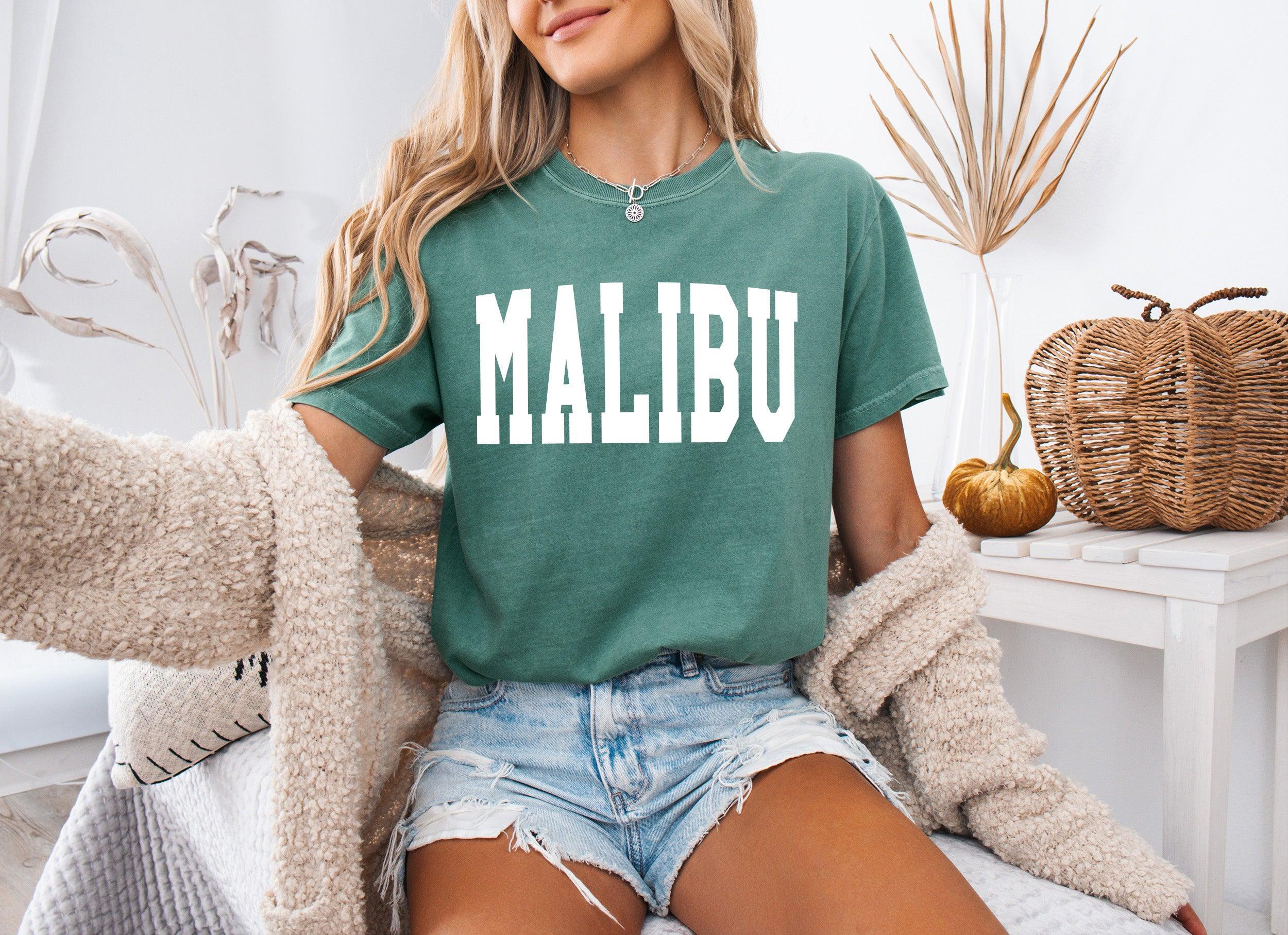 Malibu California State City Comfort Colors T Shirt (Condensed Font)