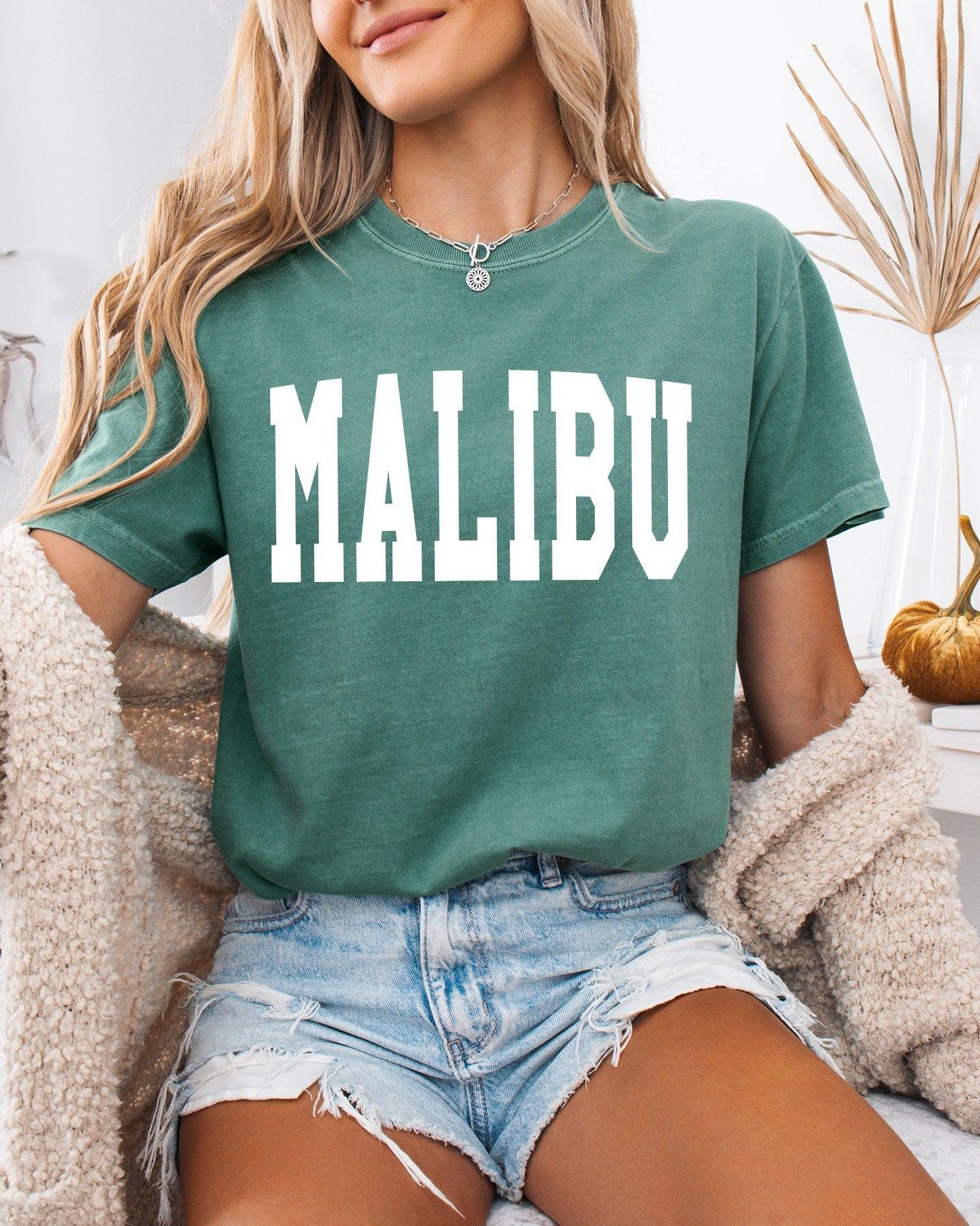 Malibu California State City Comfort Colors T Shirt (Condensed Font)
