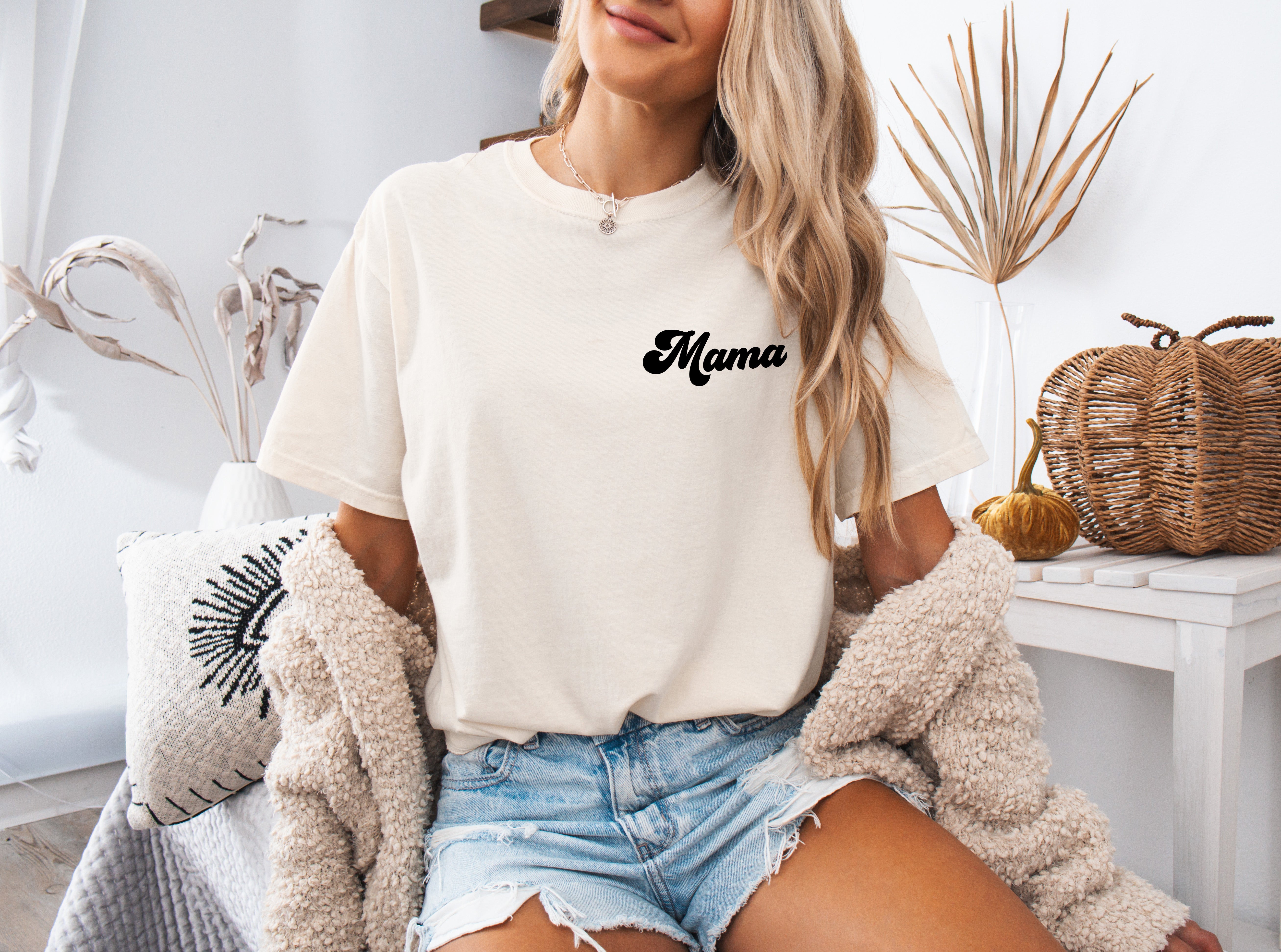 Mama Comfort Colors Graphic Tees (Groovy Left Chest)