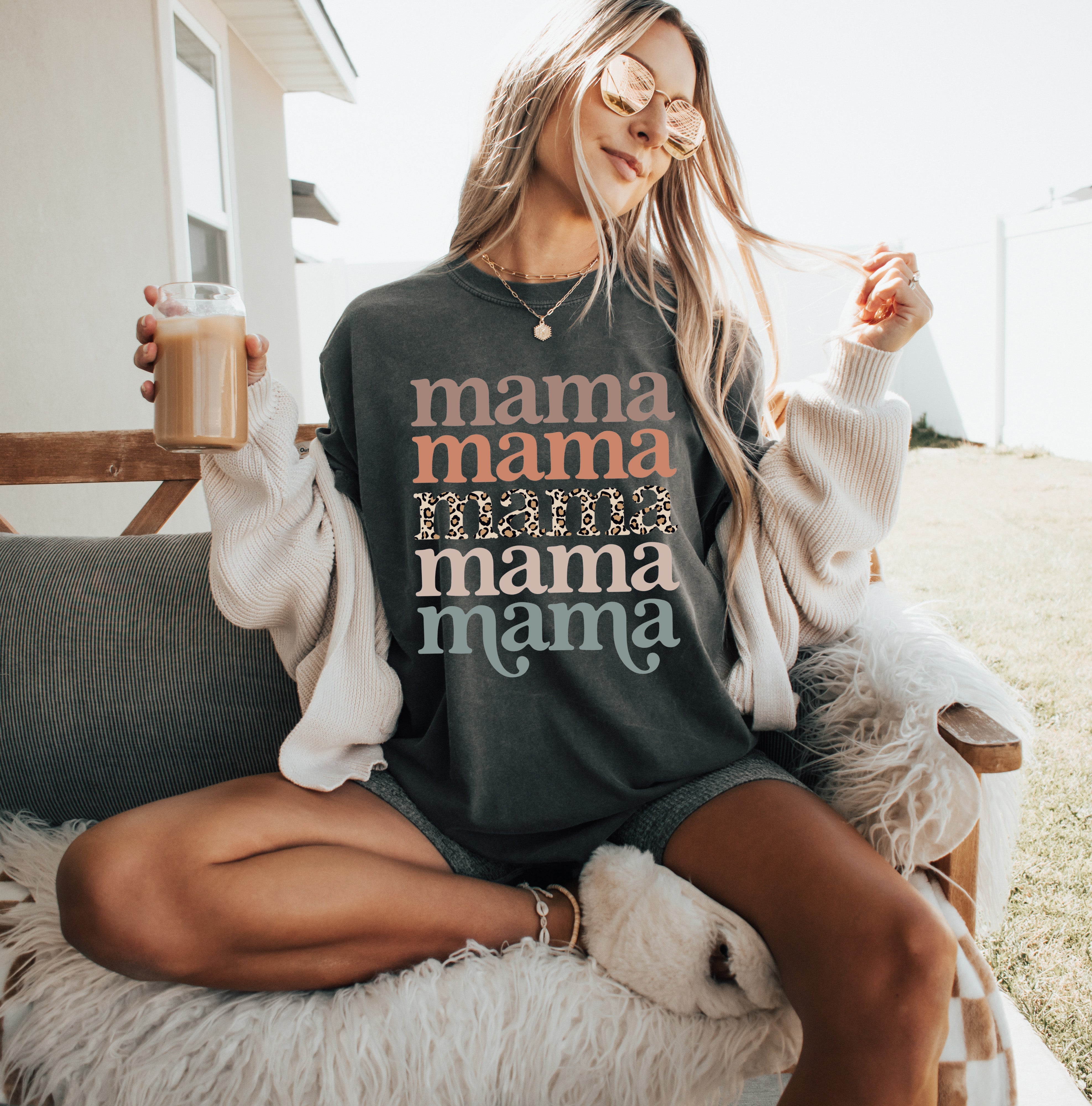 Mama Leopard Comfort Colors Graphic Tees