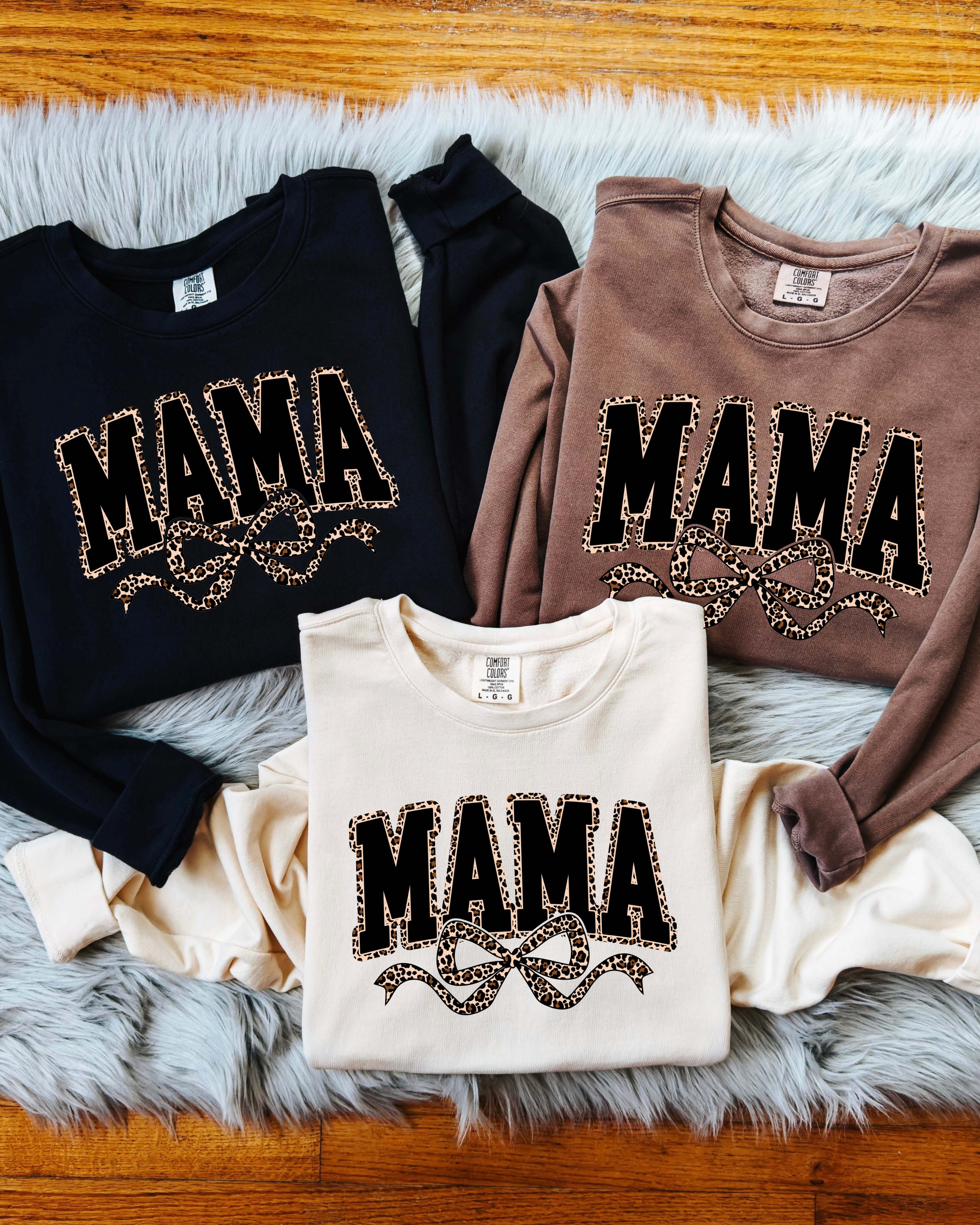 Mama Leopard Ribbon Garment Dyed Comfort Colors Sweatshirt