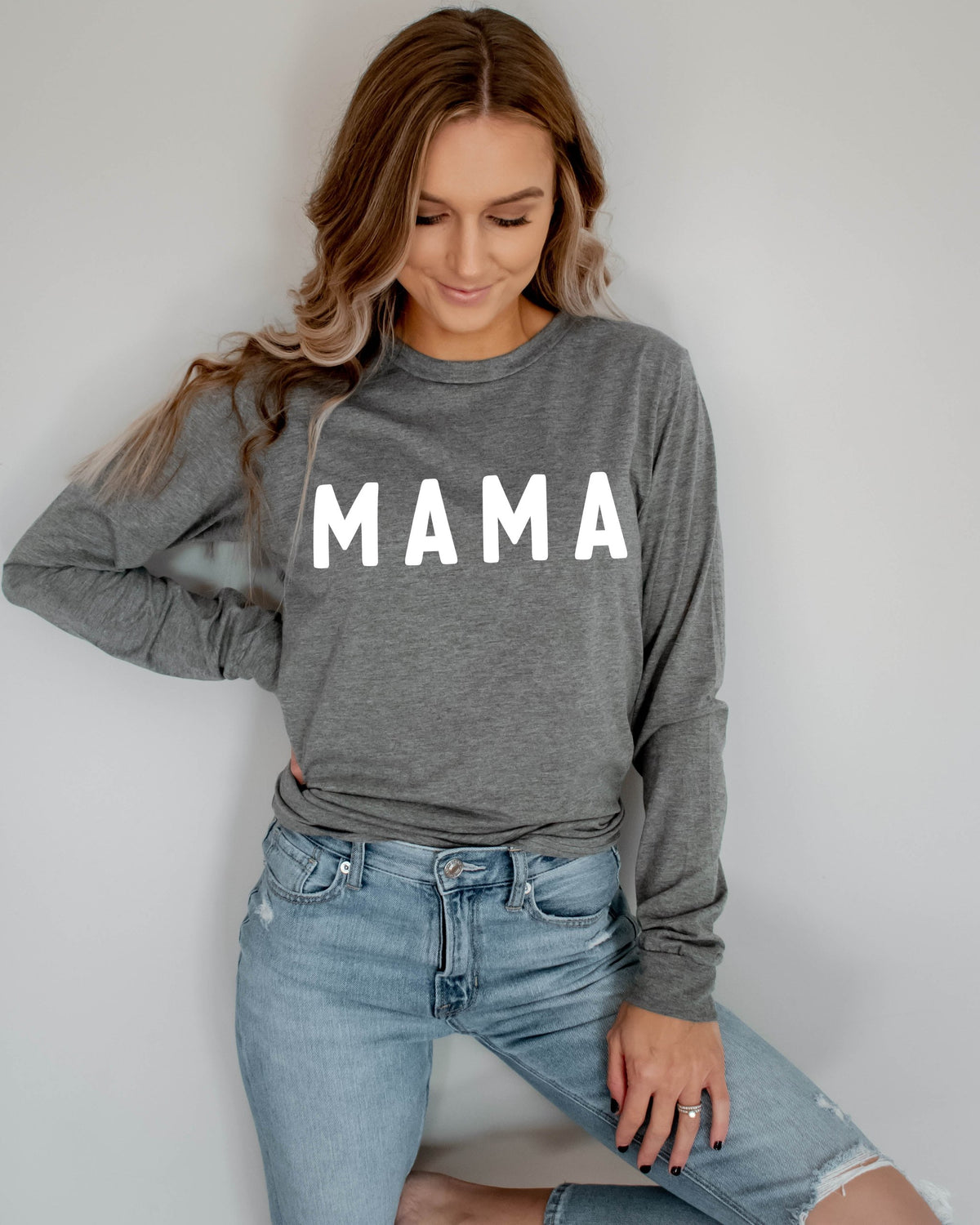 Mama Long Sleeve Tshirt | Mom long sleeve shirt (Rounded font)