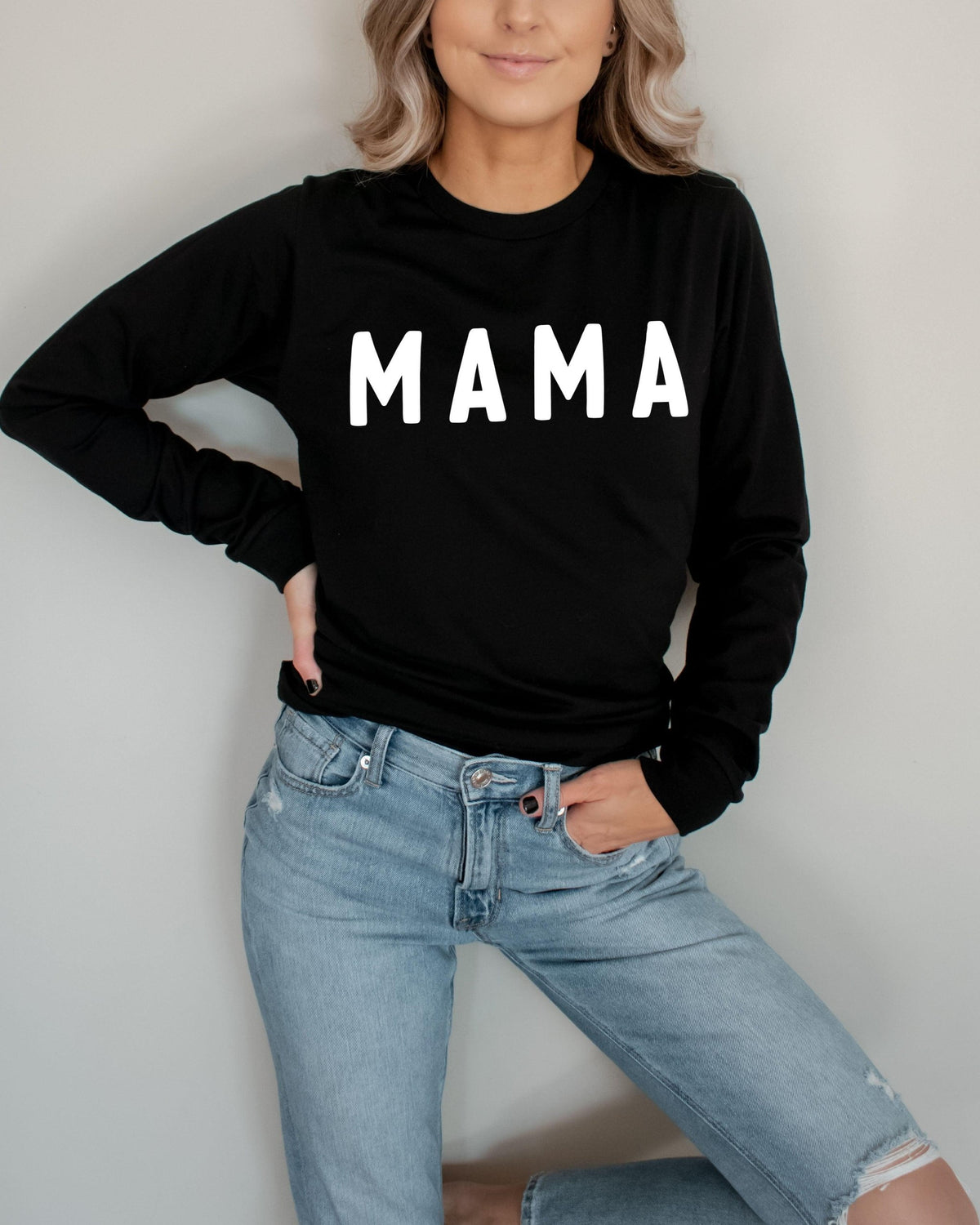 Mama Long Sleeve Tshirt | Mom long sleeve shirt (Rounded font)