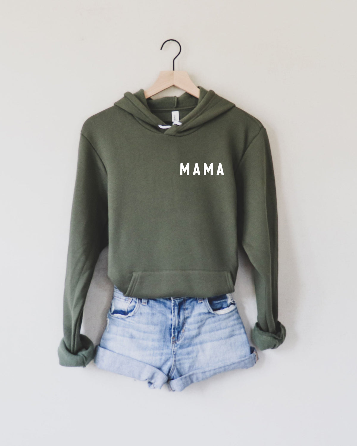 Mama Sponge Fleece hoodie Sweatshirt (Rounded font Left Chest)
