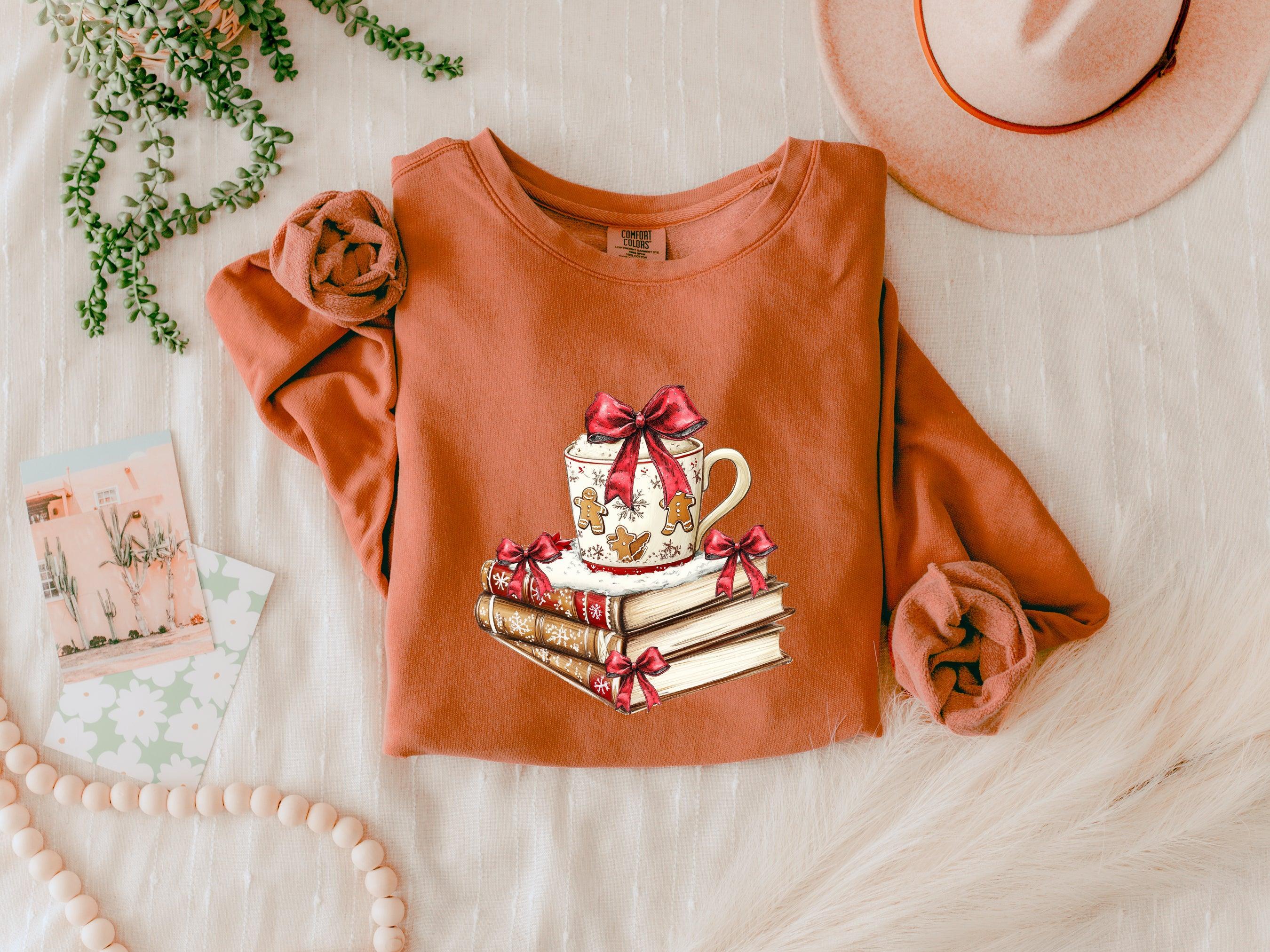 Merry Christmas Book Santa Garment Dyed Comfort Colors Sweatshirt