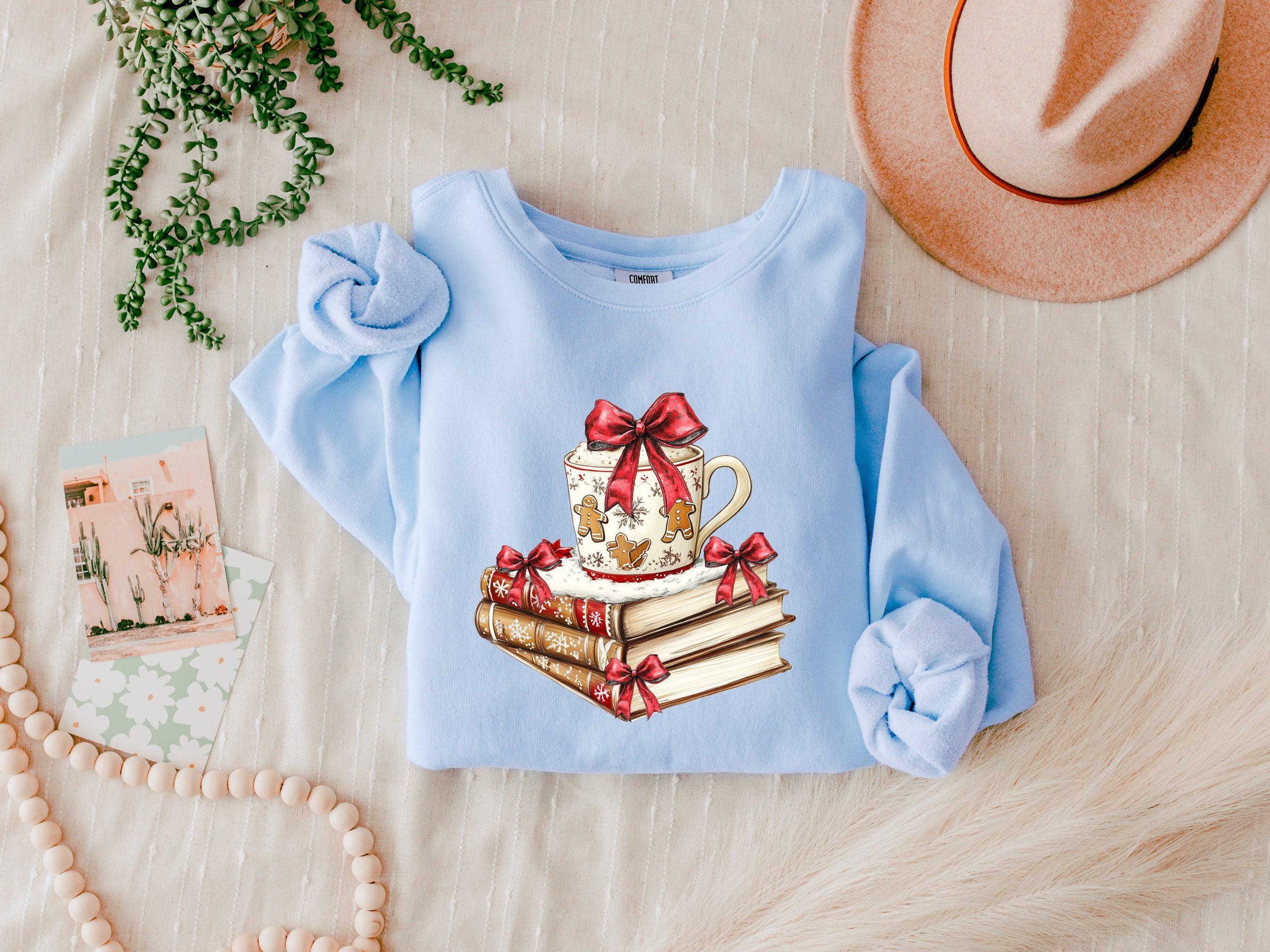 Merry Christmas Book Santa Garment Dyed Comfort Colors Sweatshirt