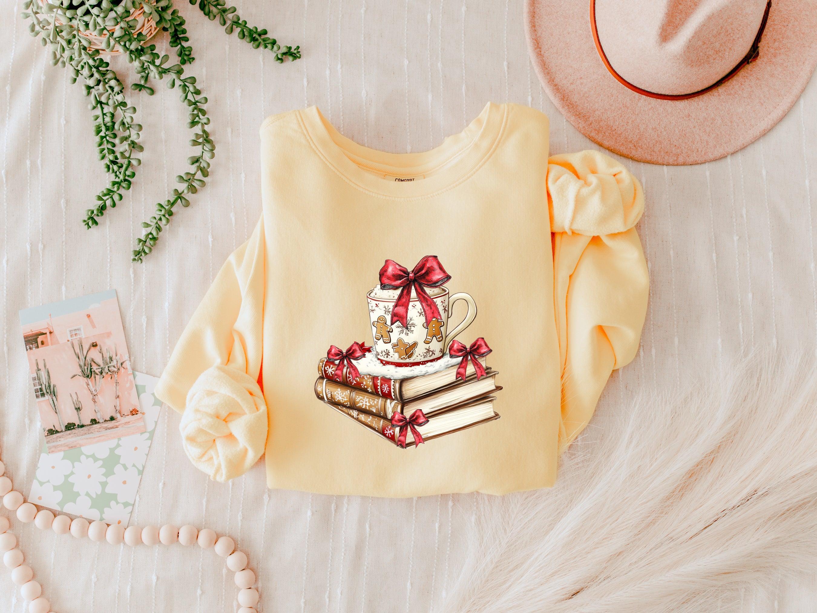 Merry Christmas Book Santa Garment Dyed Comfort Colors Sweatshirt
