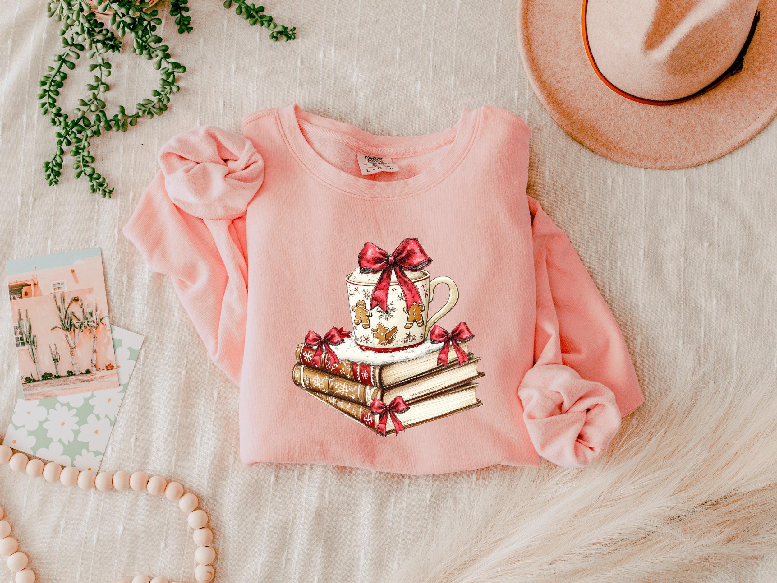 Merry Christmas Book Santa Garment Dyed Comfort Colors Sweatshirt