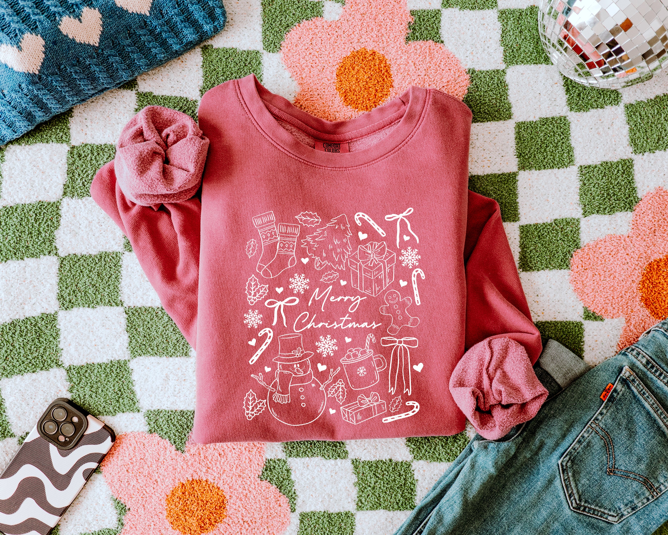 Merry Christmas Things Holiday Winter Garment Dyed Comfort Colors Sweatshirt