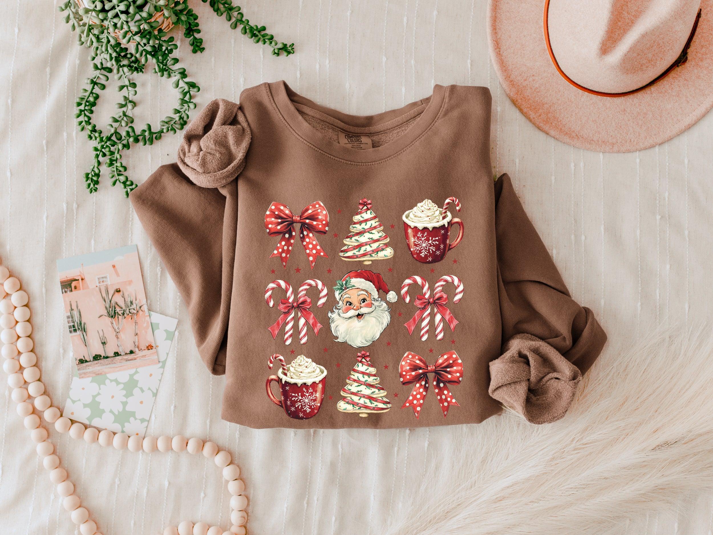 Merry Christmas Tree Santa Hot Chocolate Garment Dyed Comfort Colors Sweatshirt