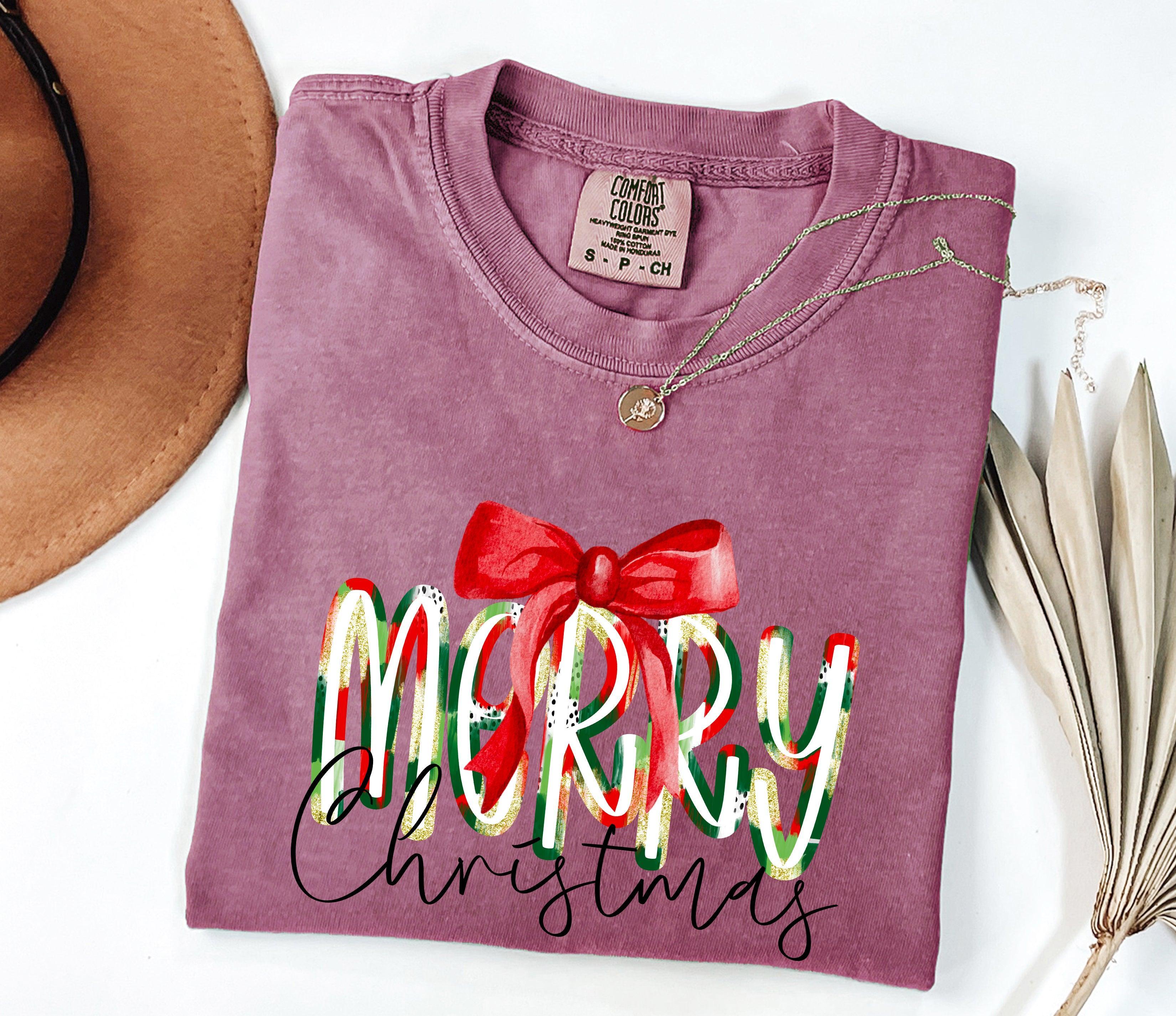 Merry Christmas Winter Fall Holiday Christmas Autumn Comfort Colors Garment Dyed T Shirt
