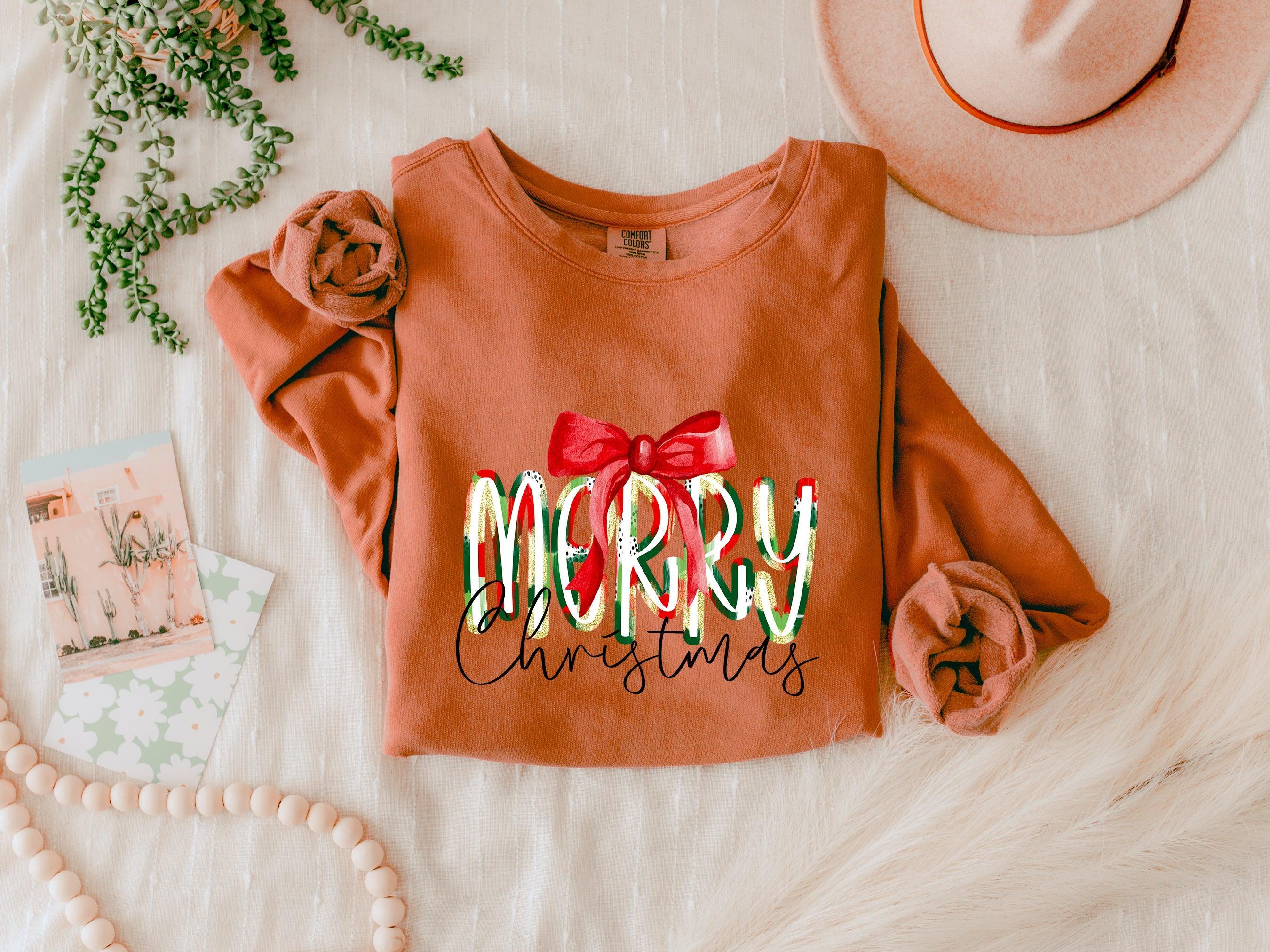 Merry Christmas Winter Holiday Inspirational Garment Dyed Comfort Colors Sweatshirt