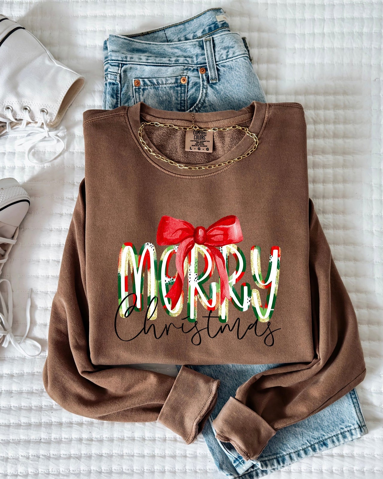 Merry Christmas Winter Holiday Inspirational Garment Dyed Comfort Colors Sweatshirt