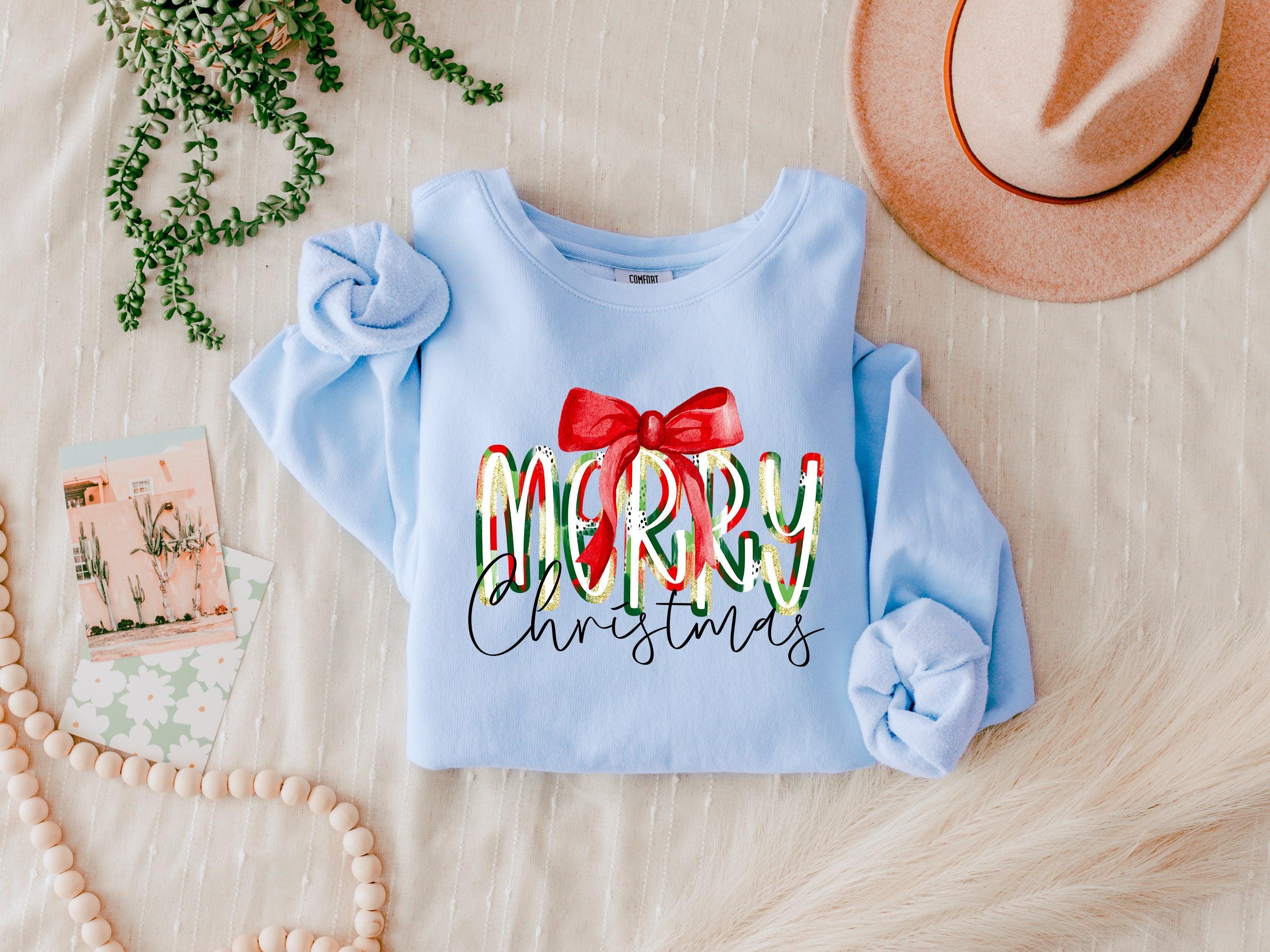 Merry Christmas Winter Holiday Inspirational Garment Dyed Comfort Colors Sweatshirt