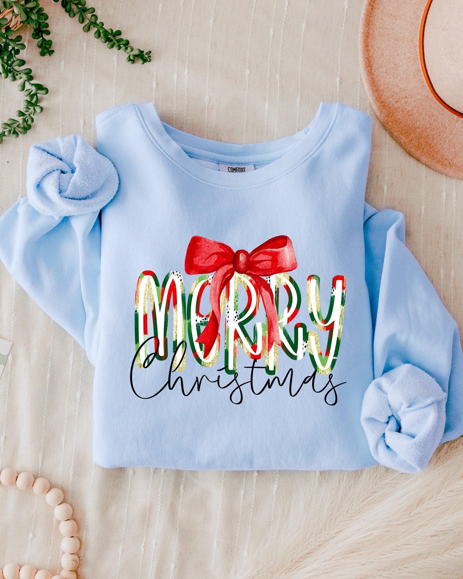 Merry Christmas Winter Holiday Inspirational Garment Dyed Comfort Colors Sweatshirt