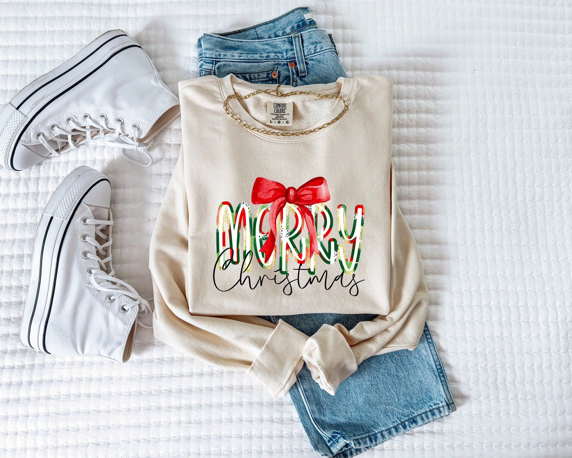 Merry Christmas Winter Holiday Inspirational Garment Dyed Comfort Colors Sweatshirt