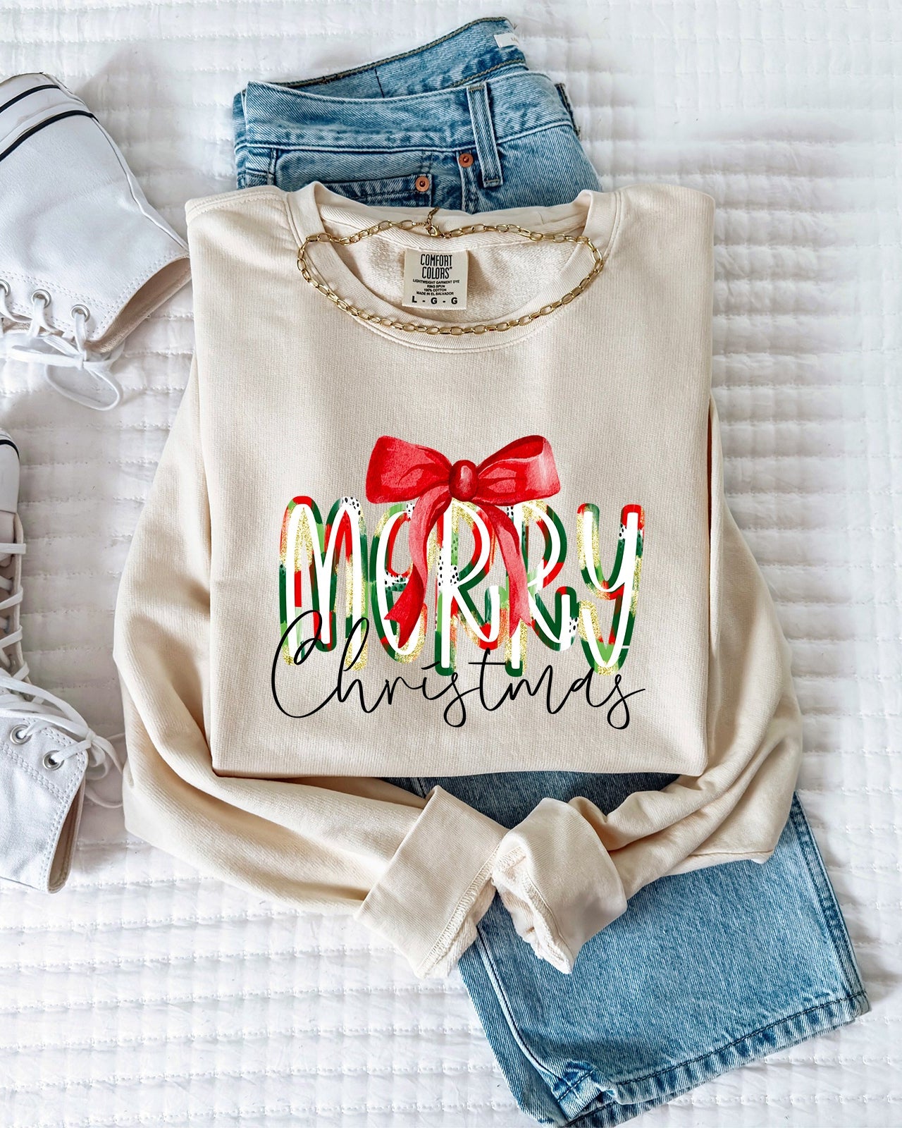 Merry Christmas Winter Holiday Inspirational Garment Dyed Comfort Colors Sweatshirt