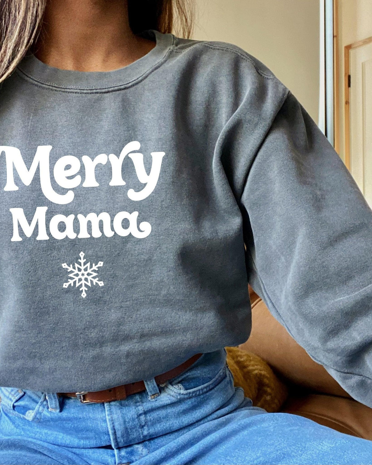 Merry Mama Christmas Garment Dyed Comfort Colors Sweatshirt