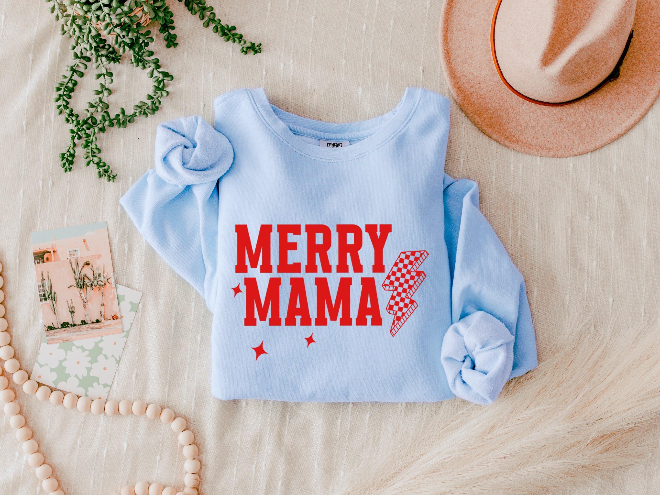 Merry Mama Christmas Winter Holiday Garment Dyed Comfort Colors Sweatshirt