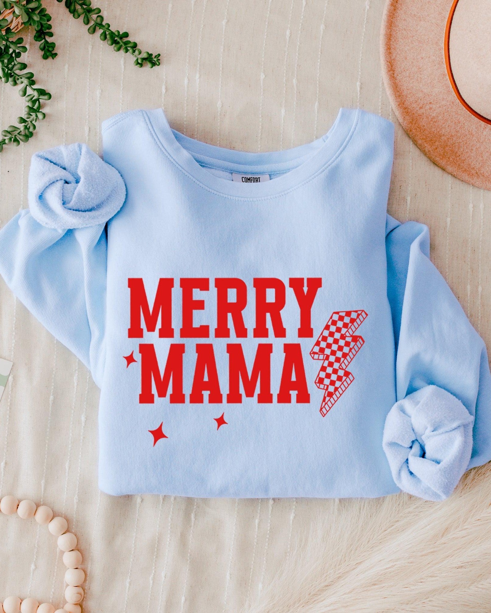 Merry Mama Christmas Winter Holiday Garment Dyed Comfort Colors Sweatshirt