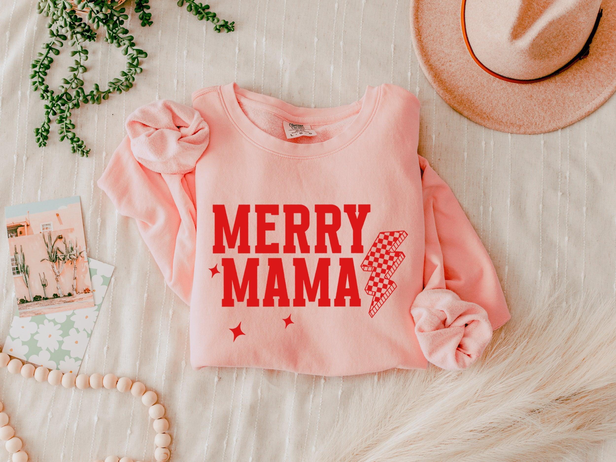 Merry Mama Christmas Winter Holiday Garment Dyed Comfort Colors Sweatshirt