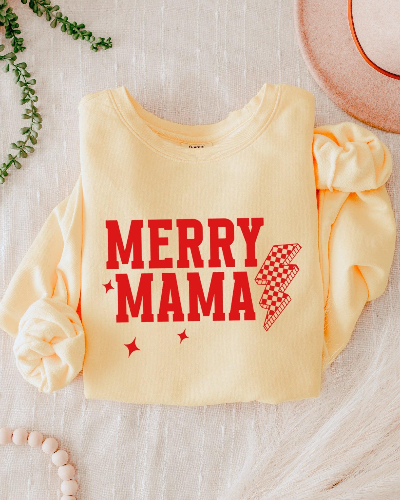 Merry Mama Christmas Winter Holiday Garment Dyed Comfort Colors Sweatshirt