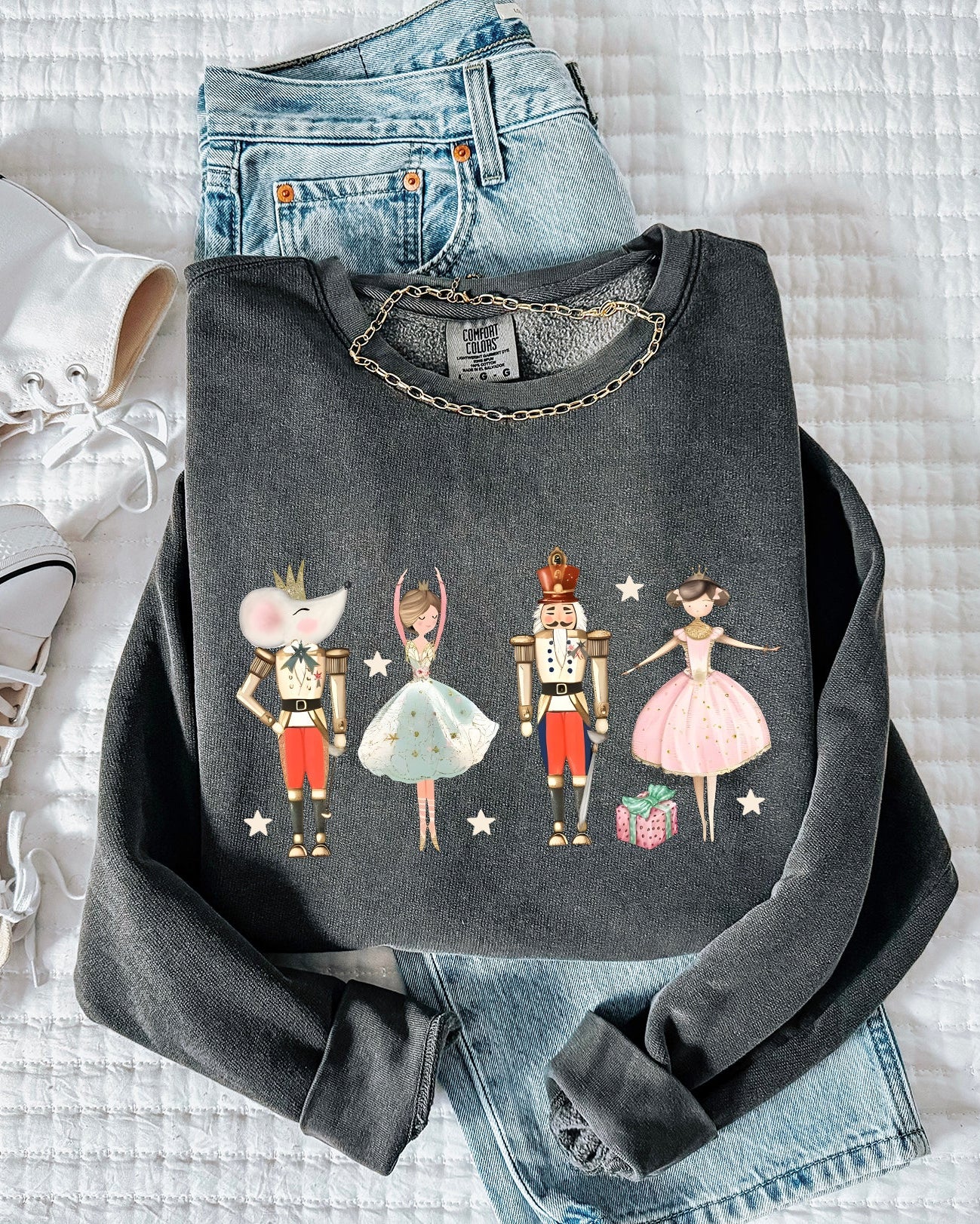 Merry Nutcracker Merry Christmas Holiday Garment Dyed Comfort Colors Sweatshirt