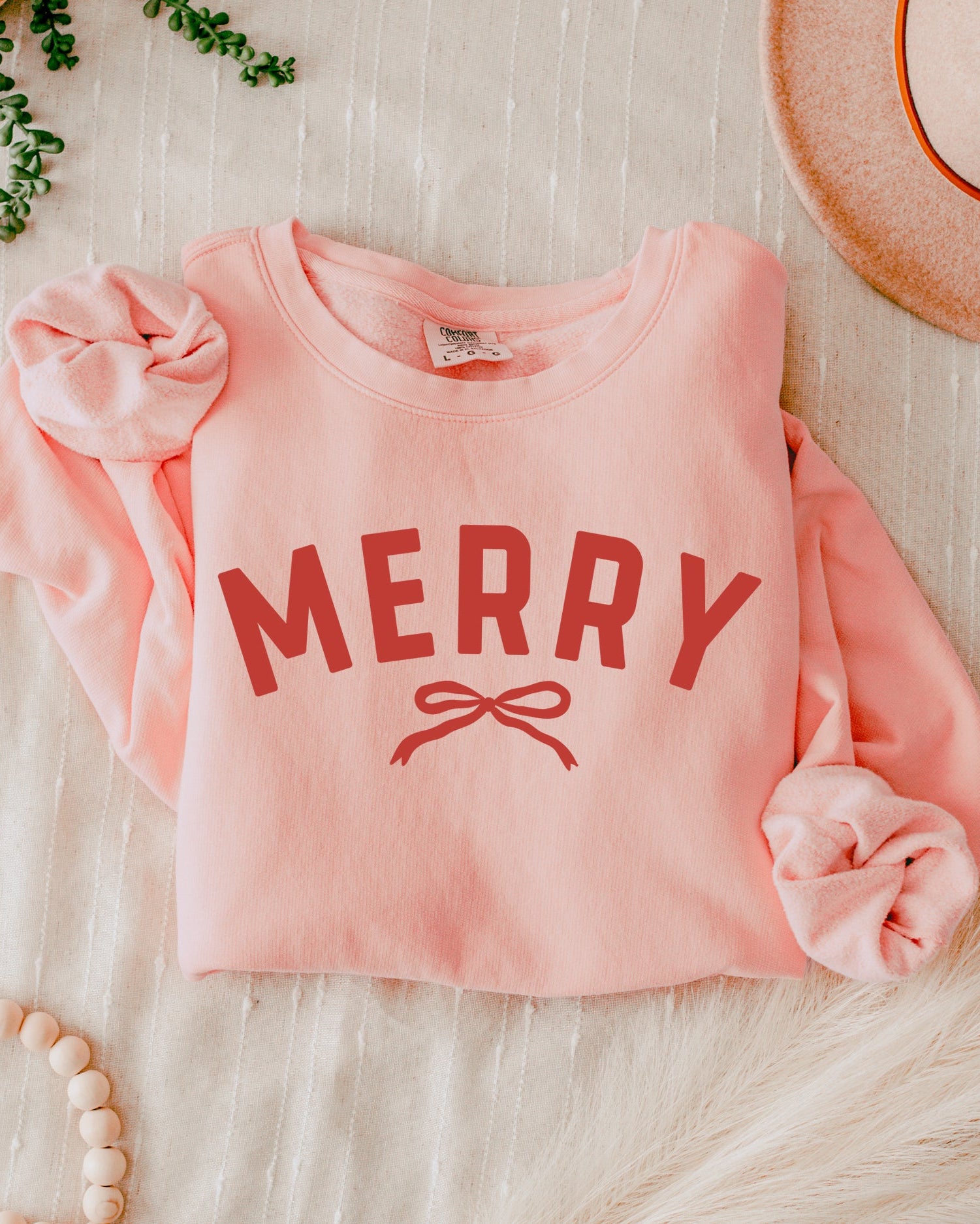 Merry Red Ribbon Christmas Holiday Winter Comfort Colors Sweatshirt
