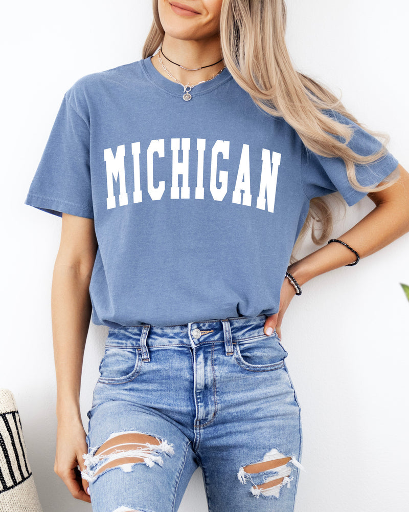 Michigan State City Comfort Colors T Shirt (Condensed Font)
