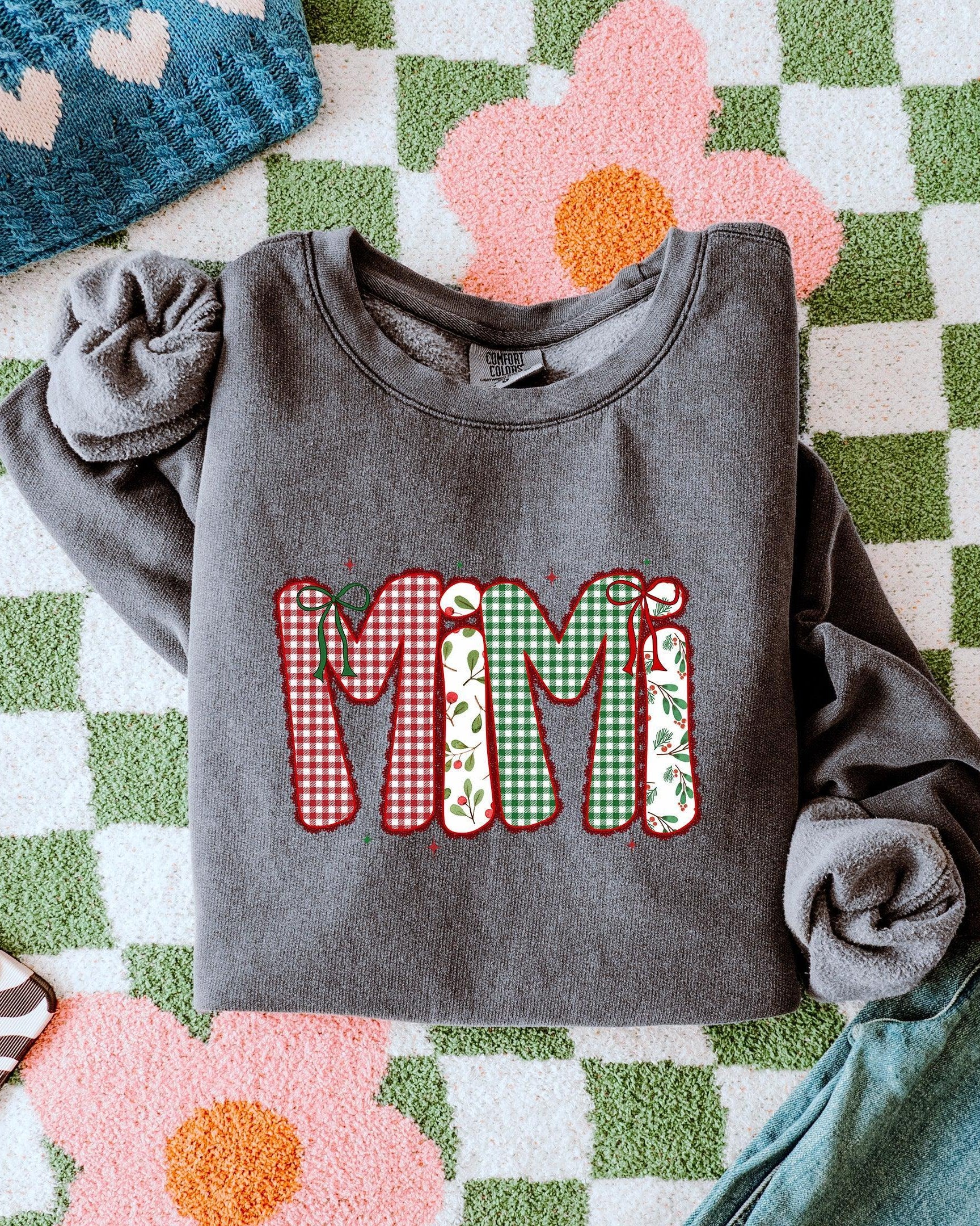 Mimi Christmas Theme Grandma Garment Dyed Comfort Colors Sweatshirt