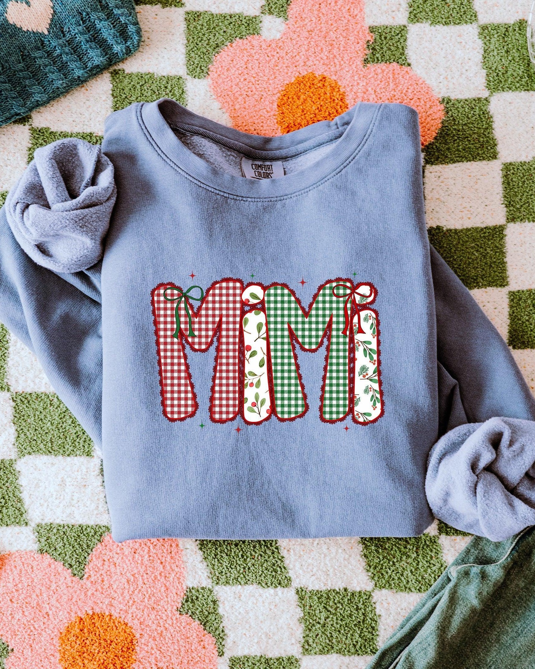 Mimi Christmas Theme Grandma Garment Dyed Comfort Colors Sweatshirt