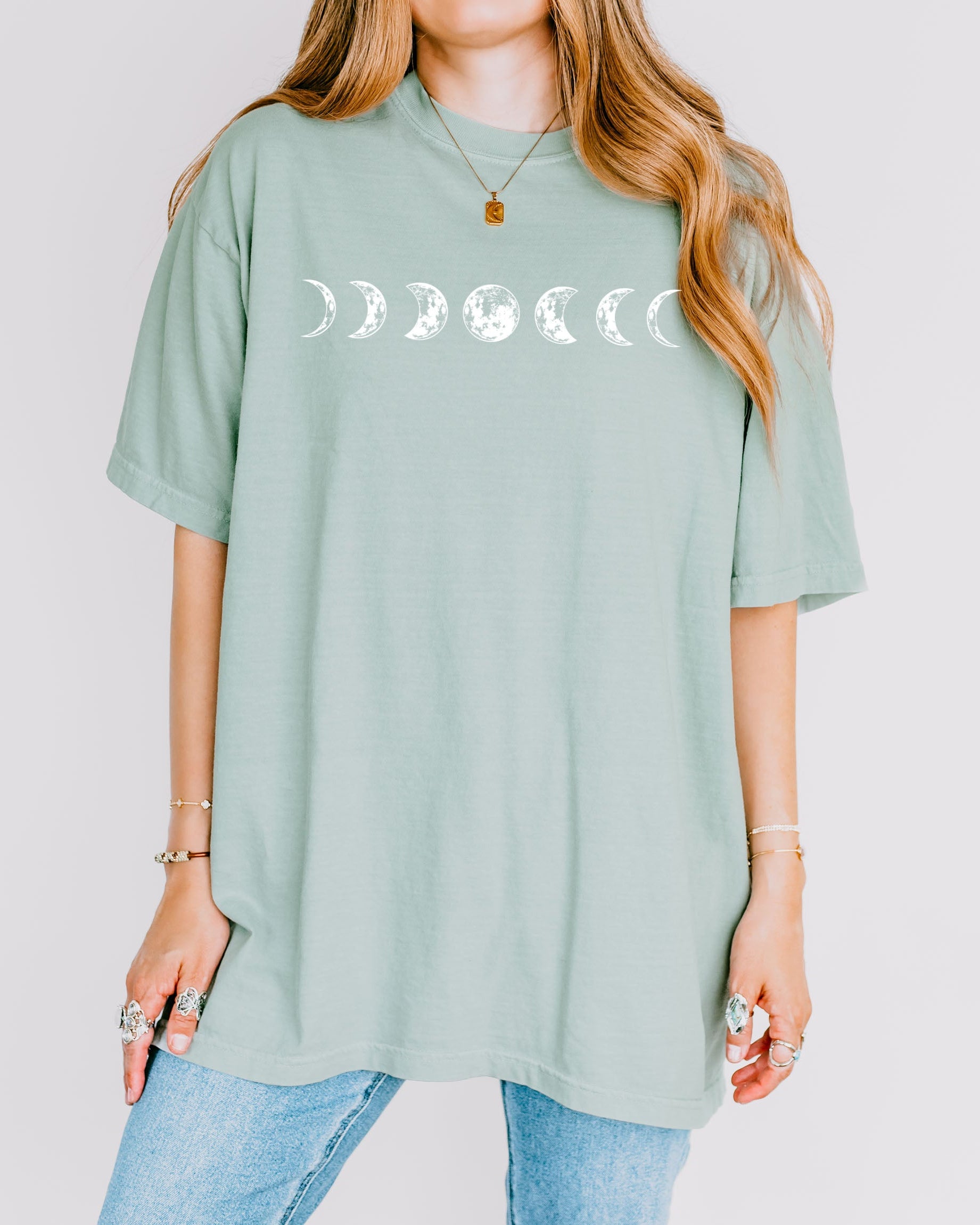 Moon Phase Nature Summer Vacation Camping Garment Dyed T Shirt