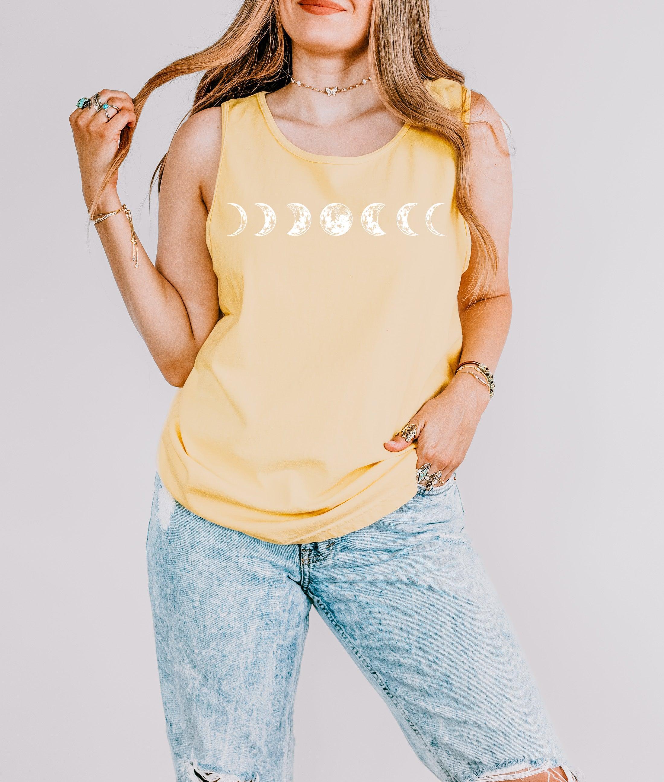 Moon Phase Summer Hiking Camping Vacation Nature Comfort Colors Tank Top