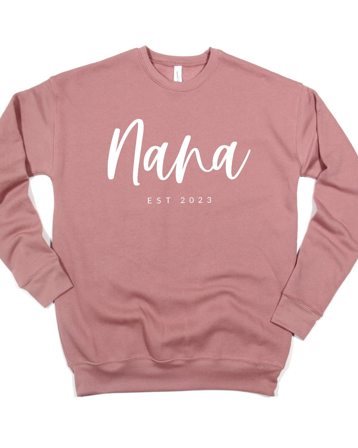 Nana Grandma Est 2022 Est 2023 Drop Shoulder Sponge Fleece Crewneck Sweatshirt