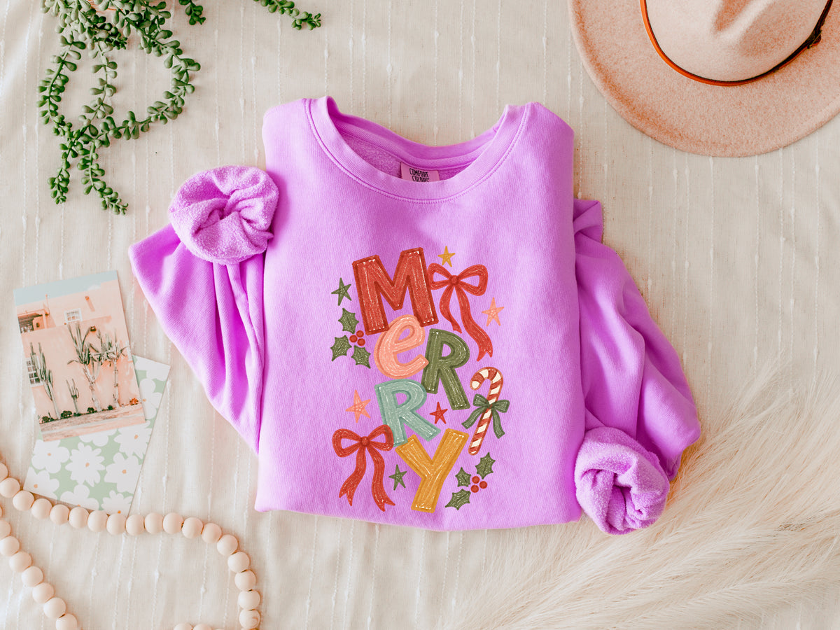 Merry Christmas Season Comfort Colors Sweatshirt