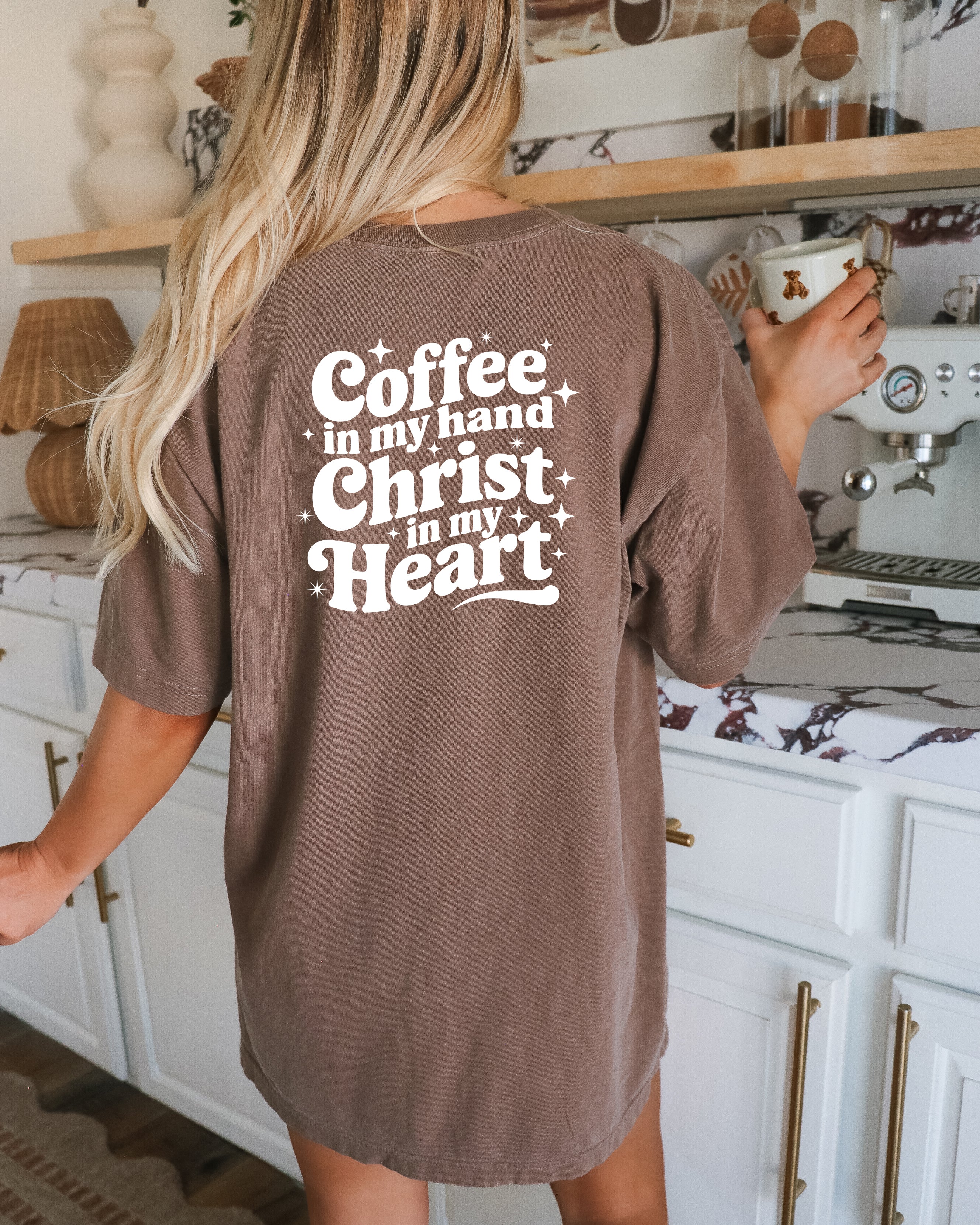 Coffee in my hand Christ in my heart Fall Thanksgiving day Christmas Autumn Comfort Colors Garment Dyed T Shirt