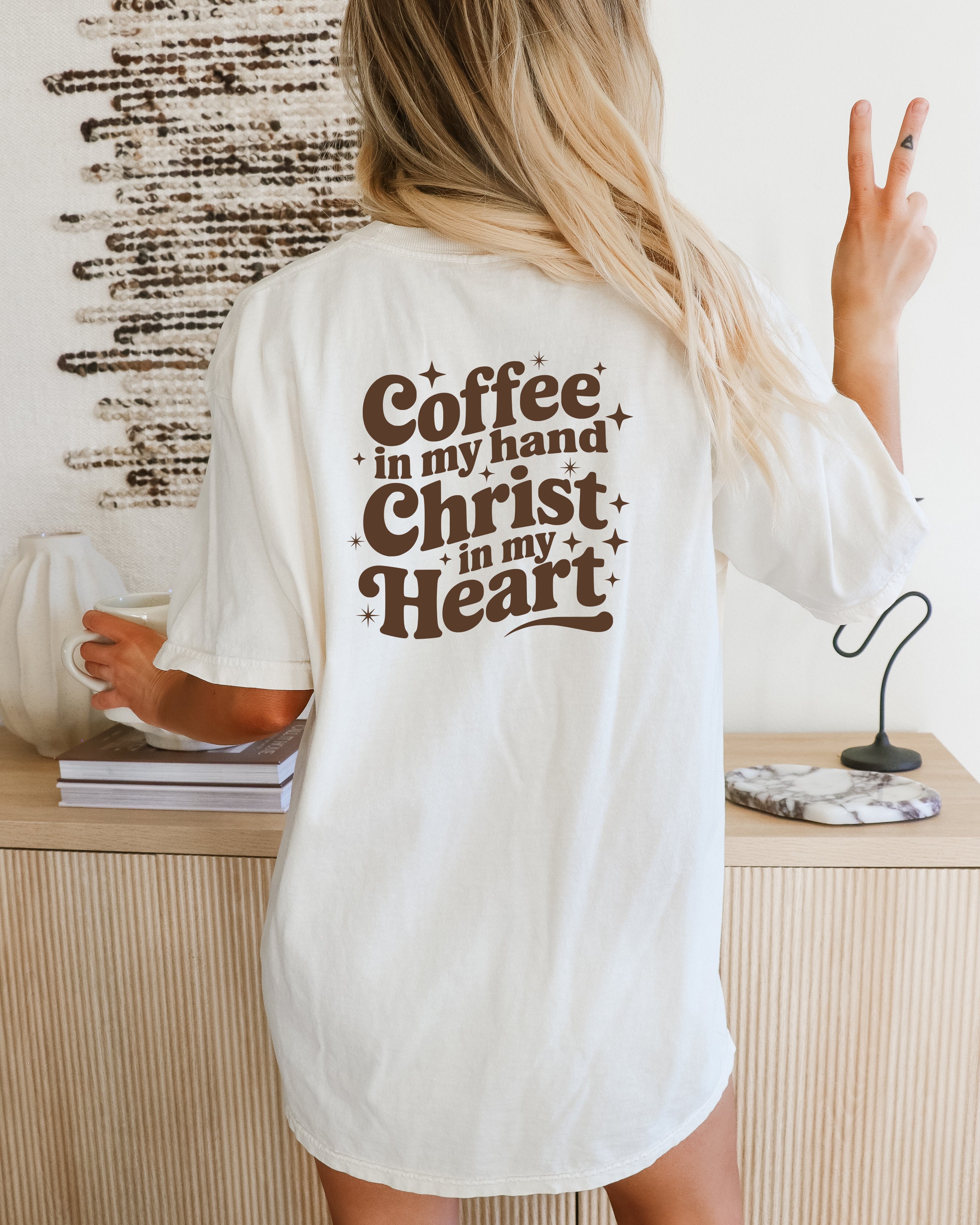 Coffee in my hand Christ in my heart Fall Thanksgiving day Christmas Autumn Comfort Colors Garment Dyed T Shirt