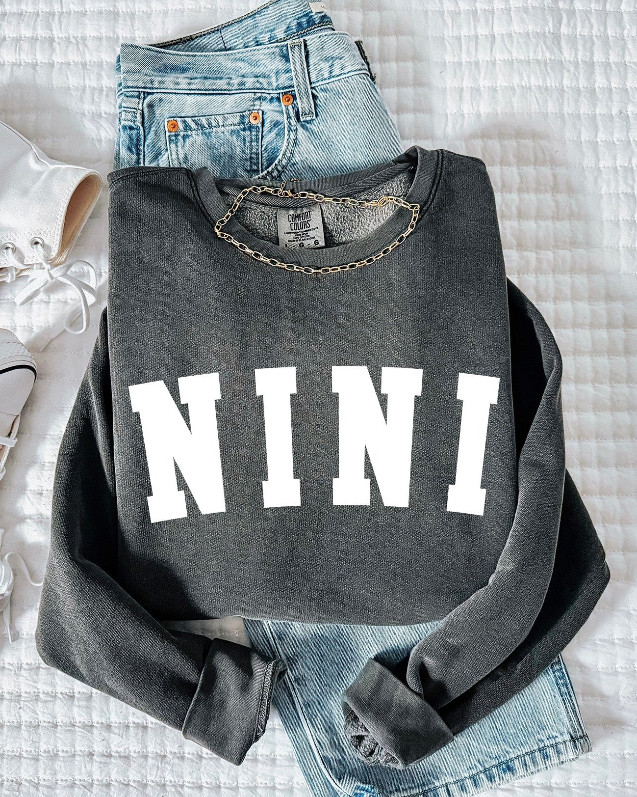 Nini Grandma Garment Dyed Comfort Colors Sweatshirt