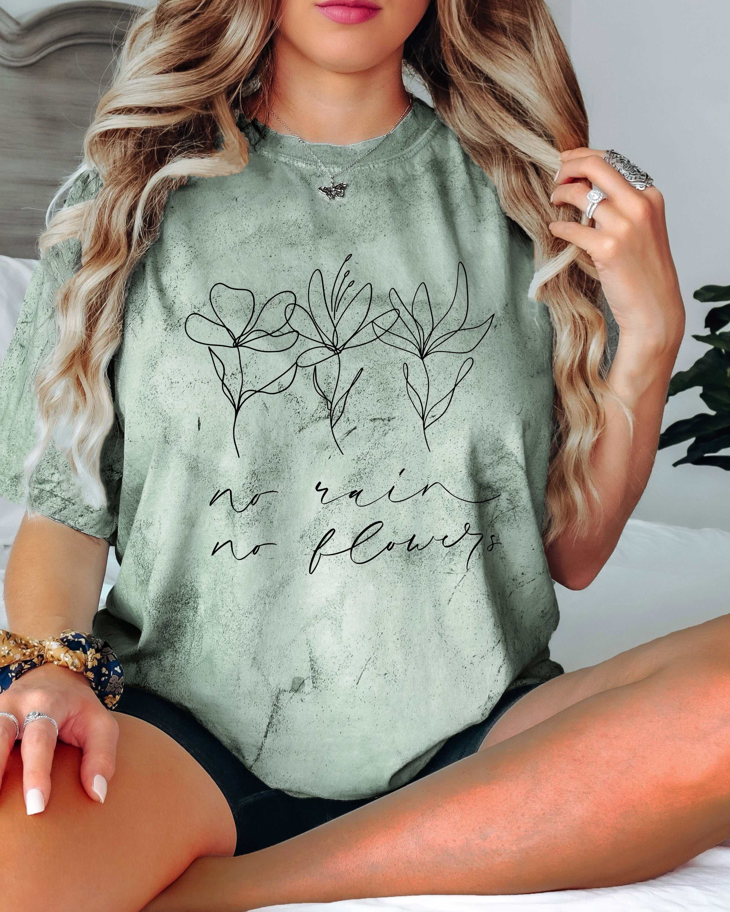 No rain No flowers Botanical wildflowers Garment Dyed T Shirt
