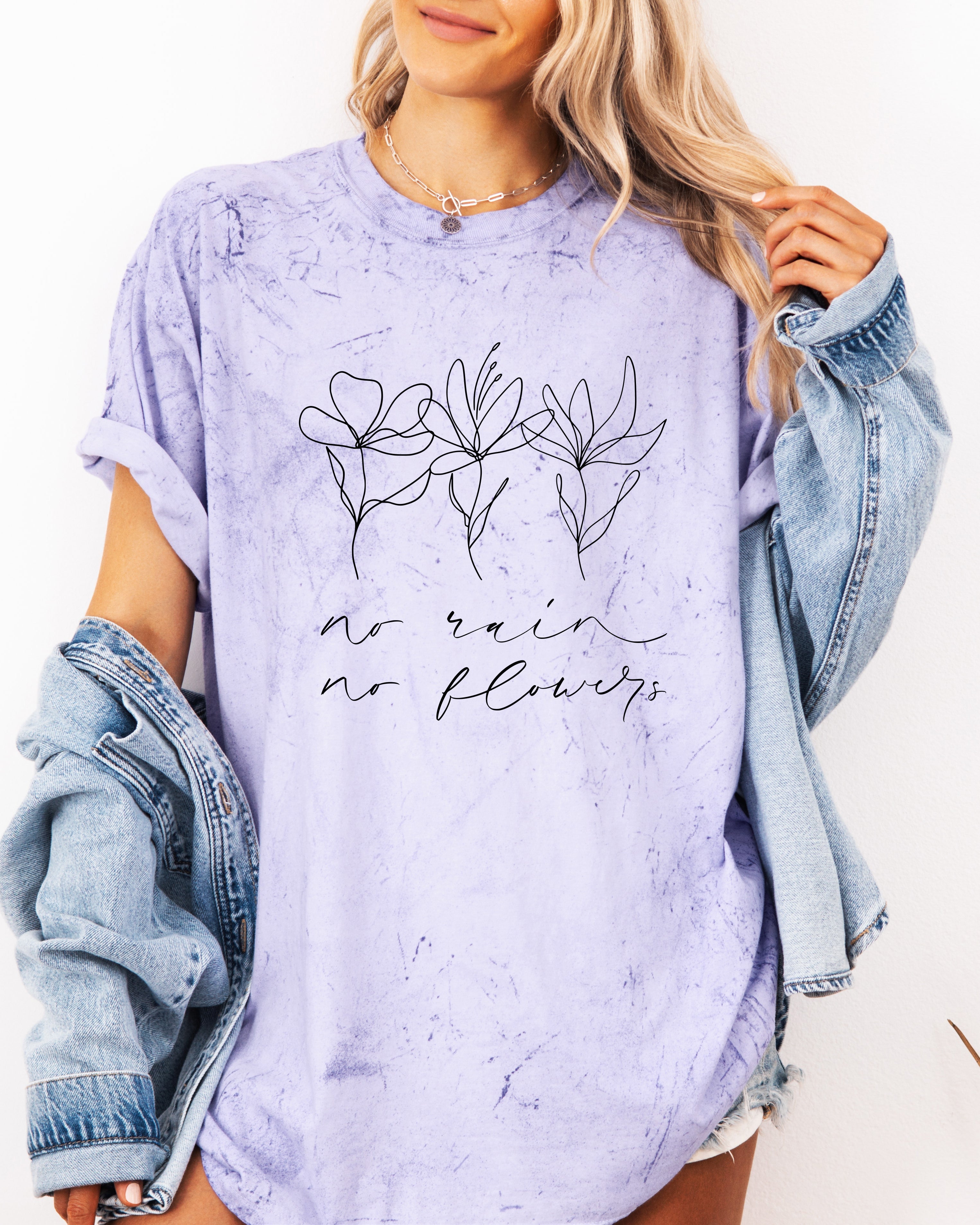 No rain No flowers Botanical wildflowers Garment Dyed T Shirt