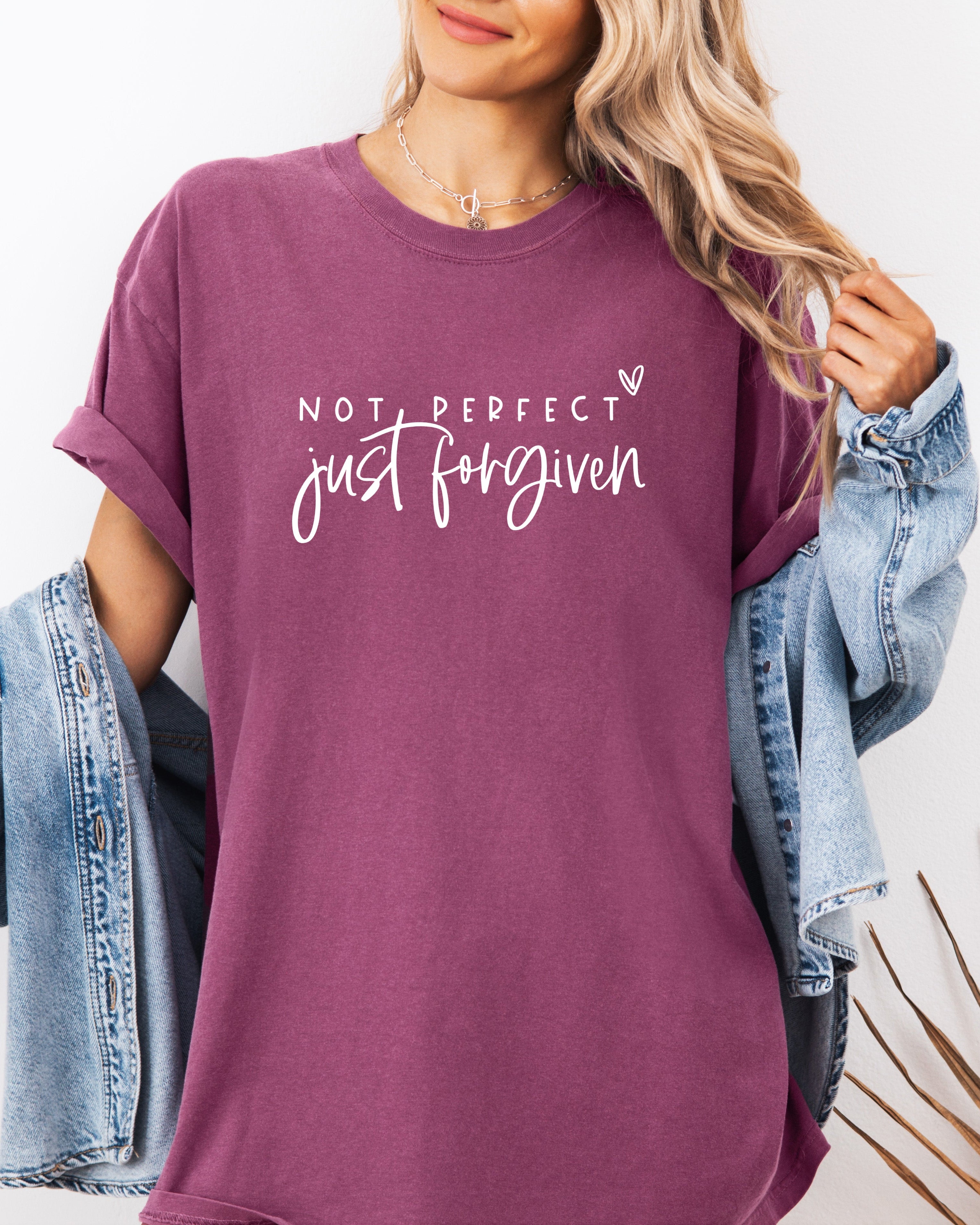Not perfect Just Forgive Christian Comfort Colors Garment Dyed T Shirt