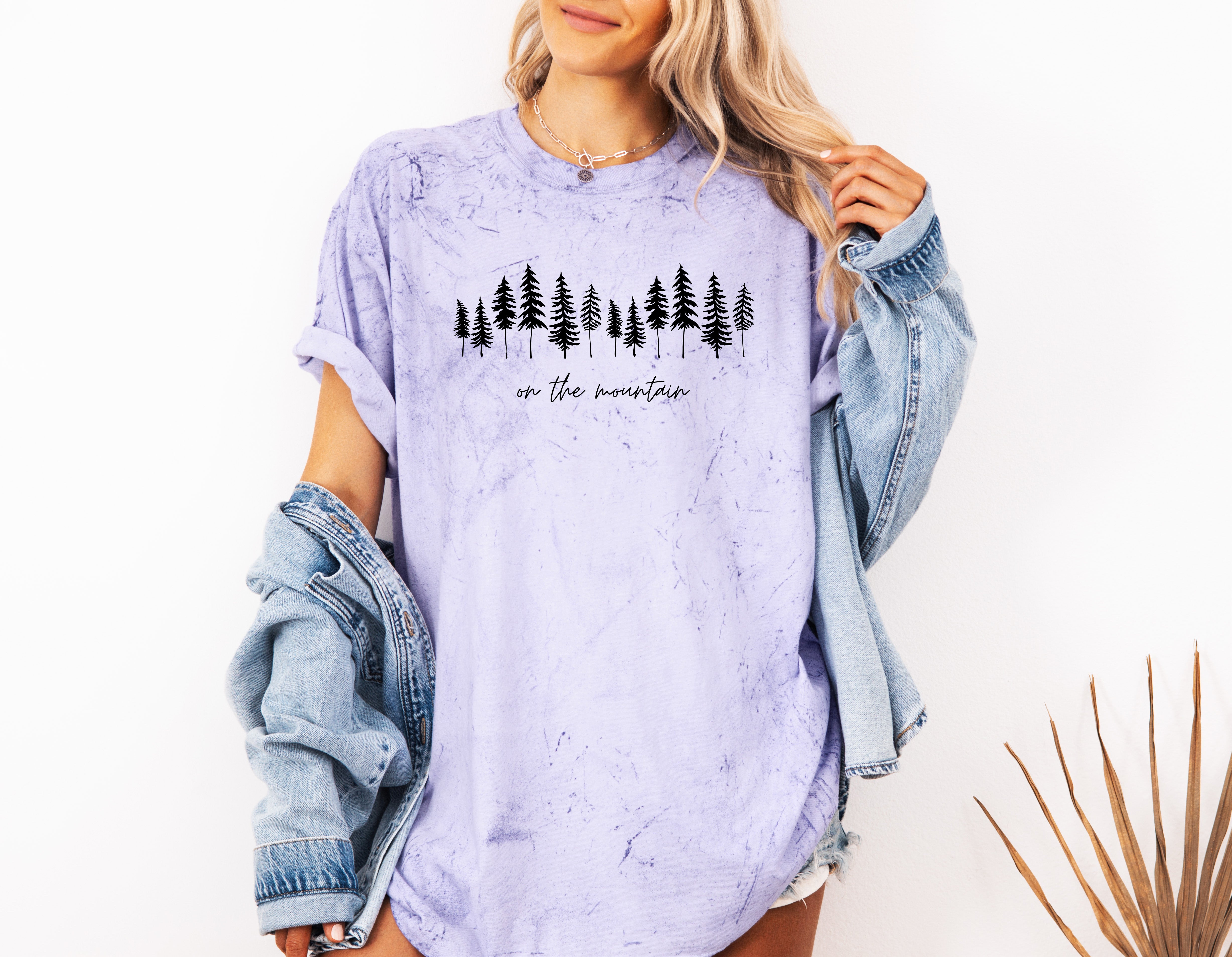 On the mountain Tree Botanical Plant Nature Camping Adventure Garment Dyed T Shirt